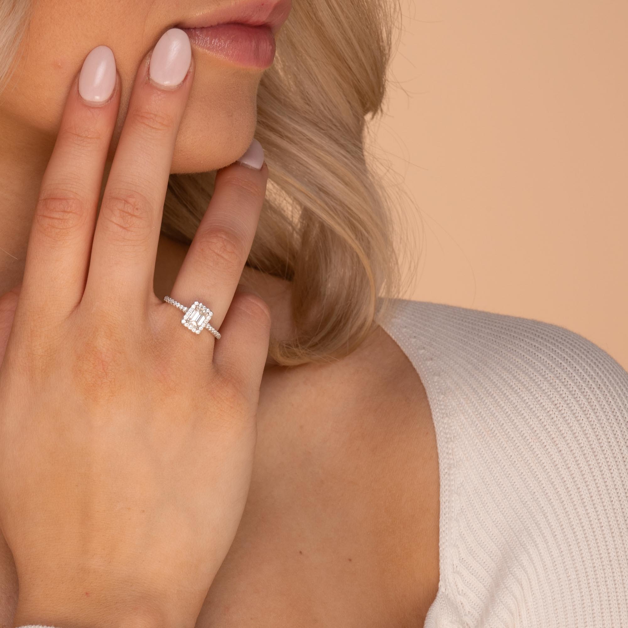 0.8ct The Emerald Solitaire Moissanite Diamond Engagement Ring - Camile & Stone