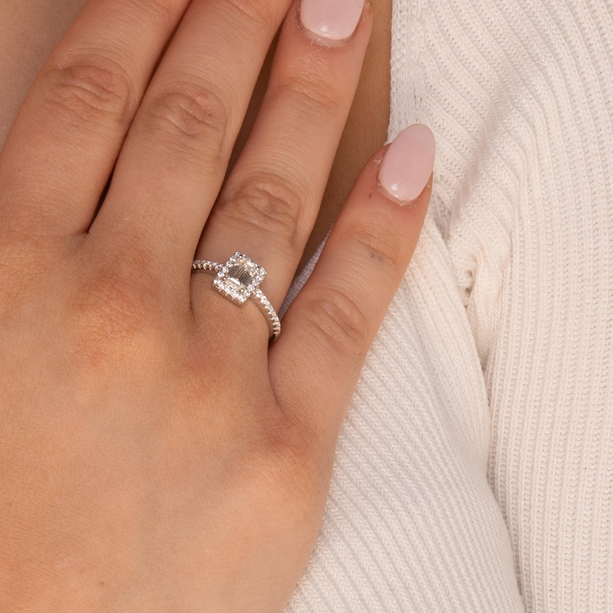 0.8ct The Emerald Solitaire Moissanite Diamond Engagement Ring - Camile & Stone