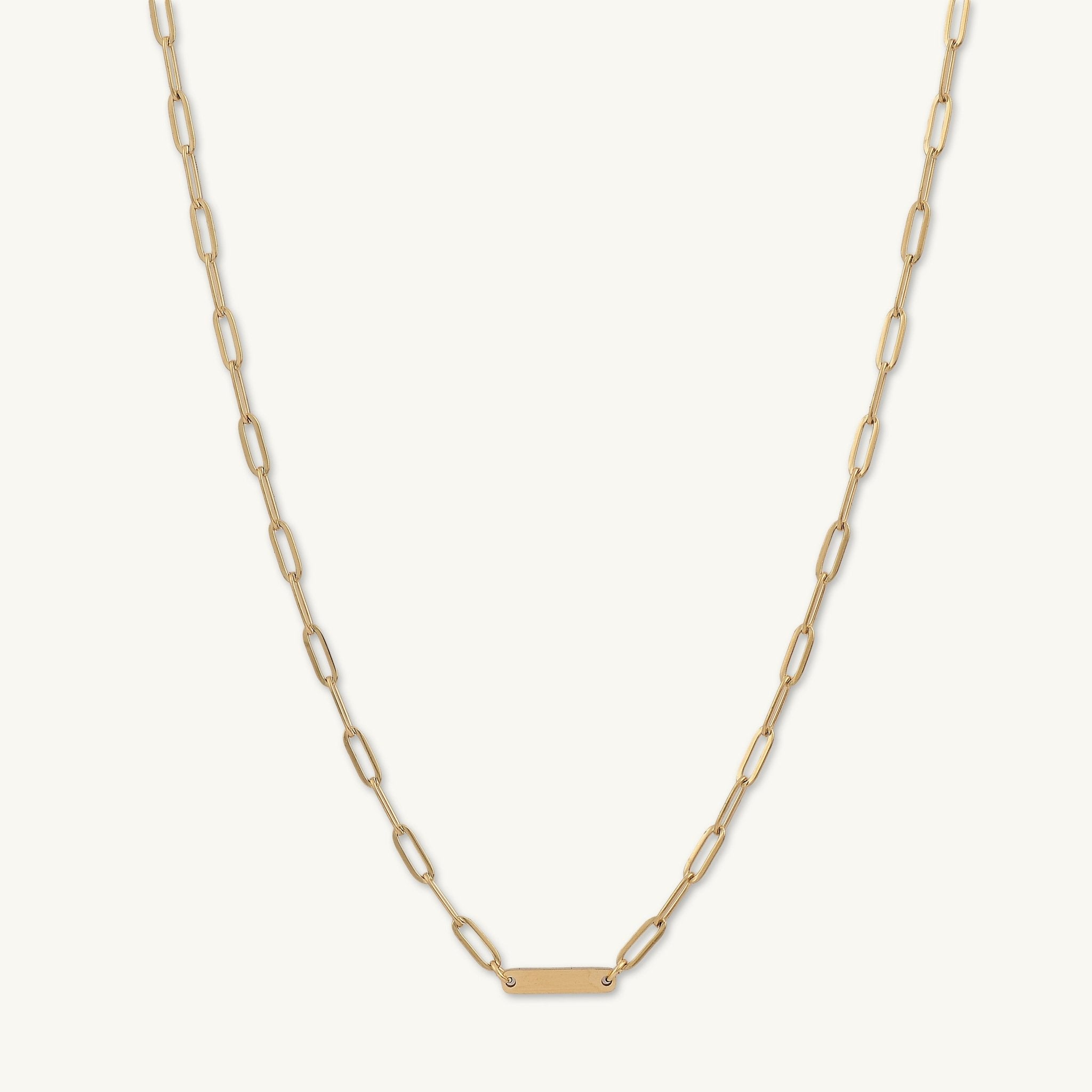 1 Bar Paper link Engraved Necklace - Camile & Stone