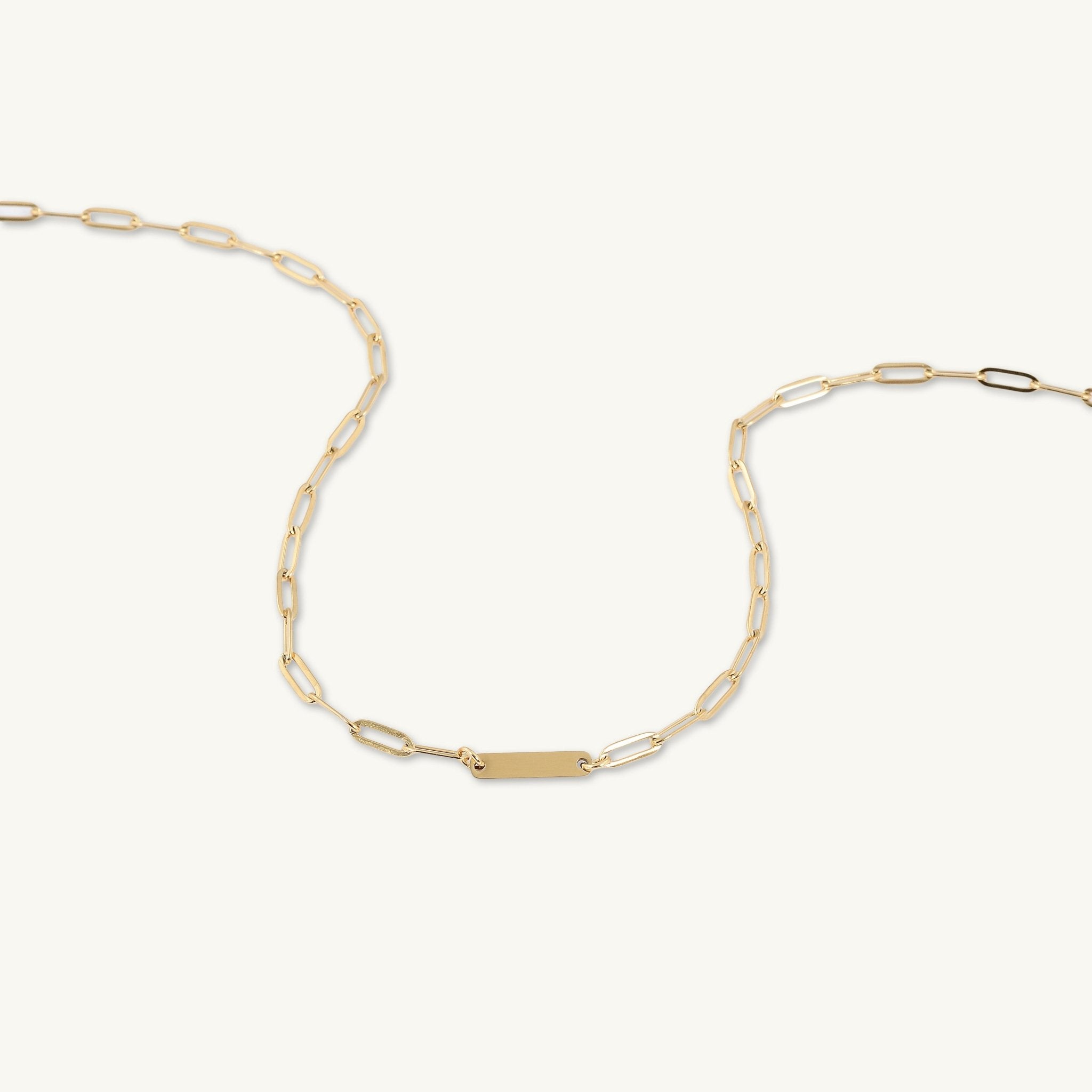 1 Bar Paper link Engraved Necklace - Camile & Stone