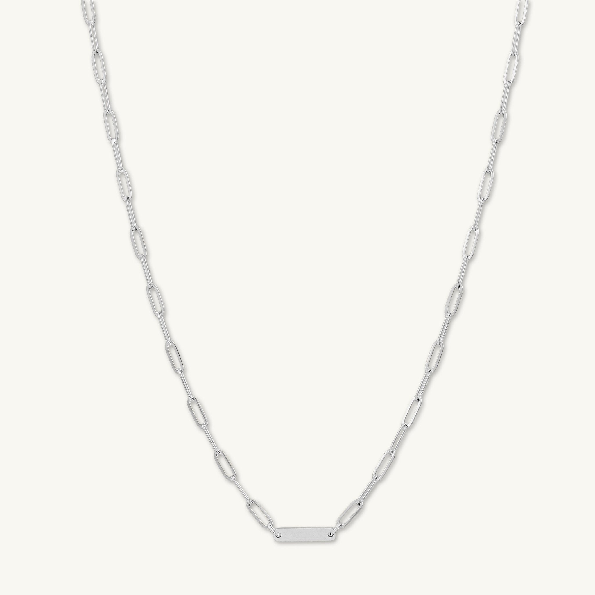 1 Bar Paper link Engraved Necklace - Camile & Stone