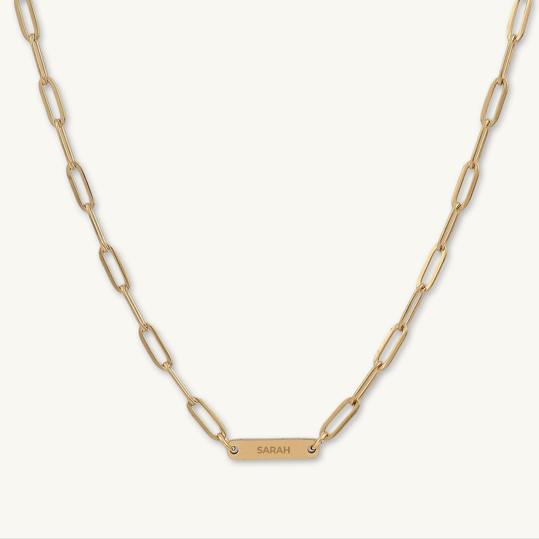1 Bar Paper link Engraved Necklace - Camile & Stone