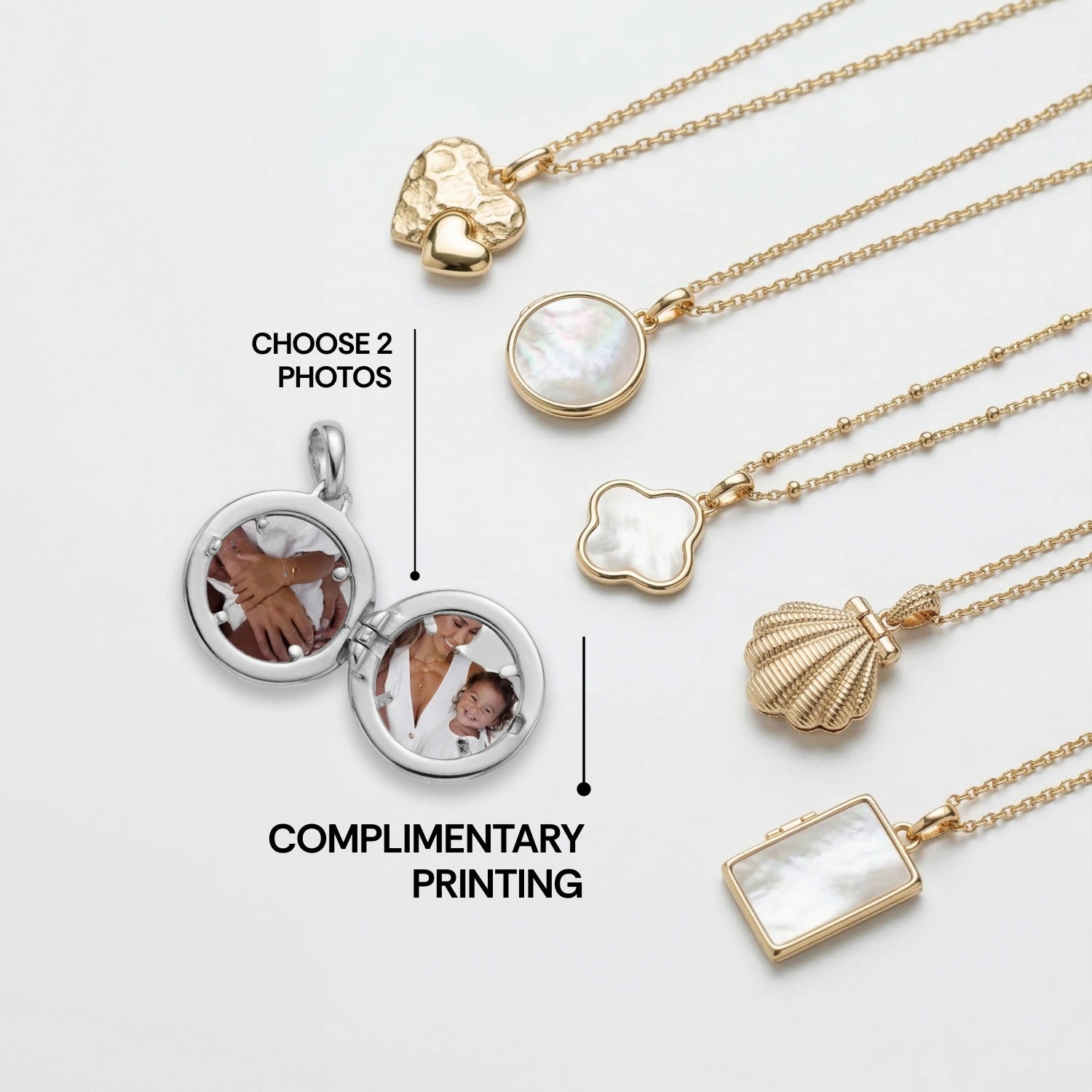 Rectangle MOP Photo Locket Necklace