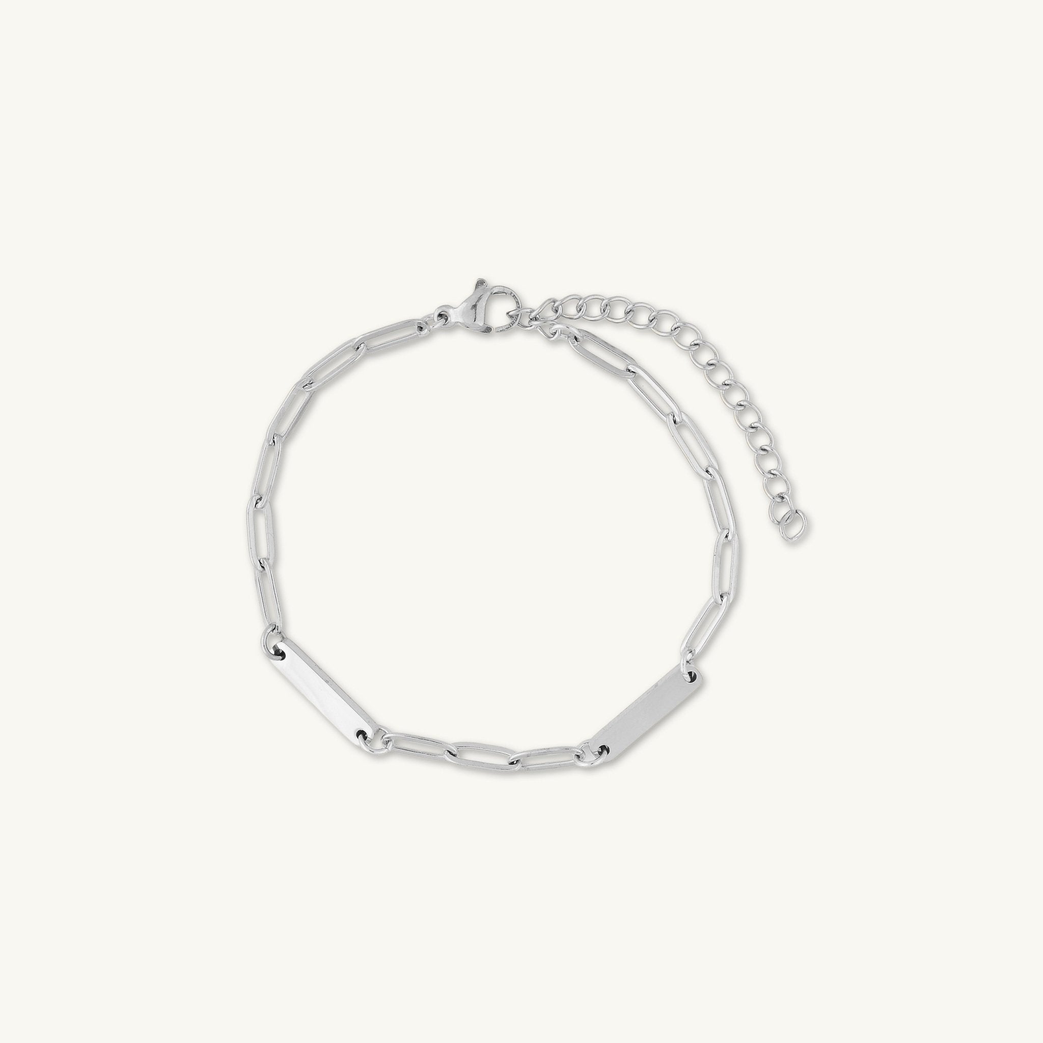 2 Bar Paper link Engraved Bracelet - Camile & Stone
