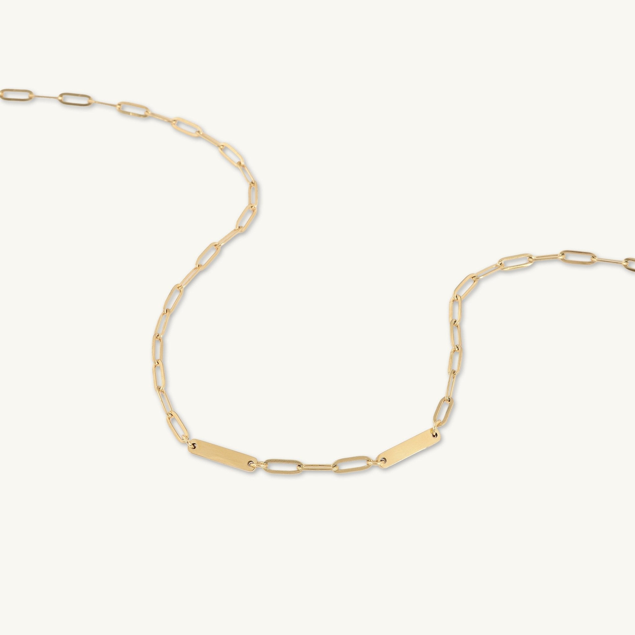 2 Bar Paper link Engraved Necklace - Camile & Stone