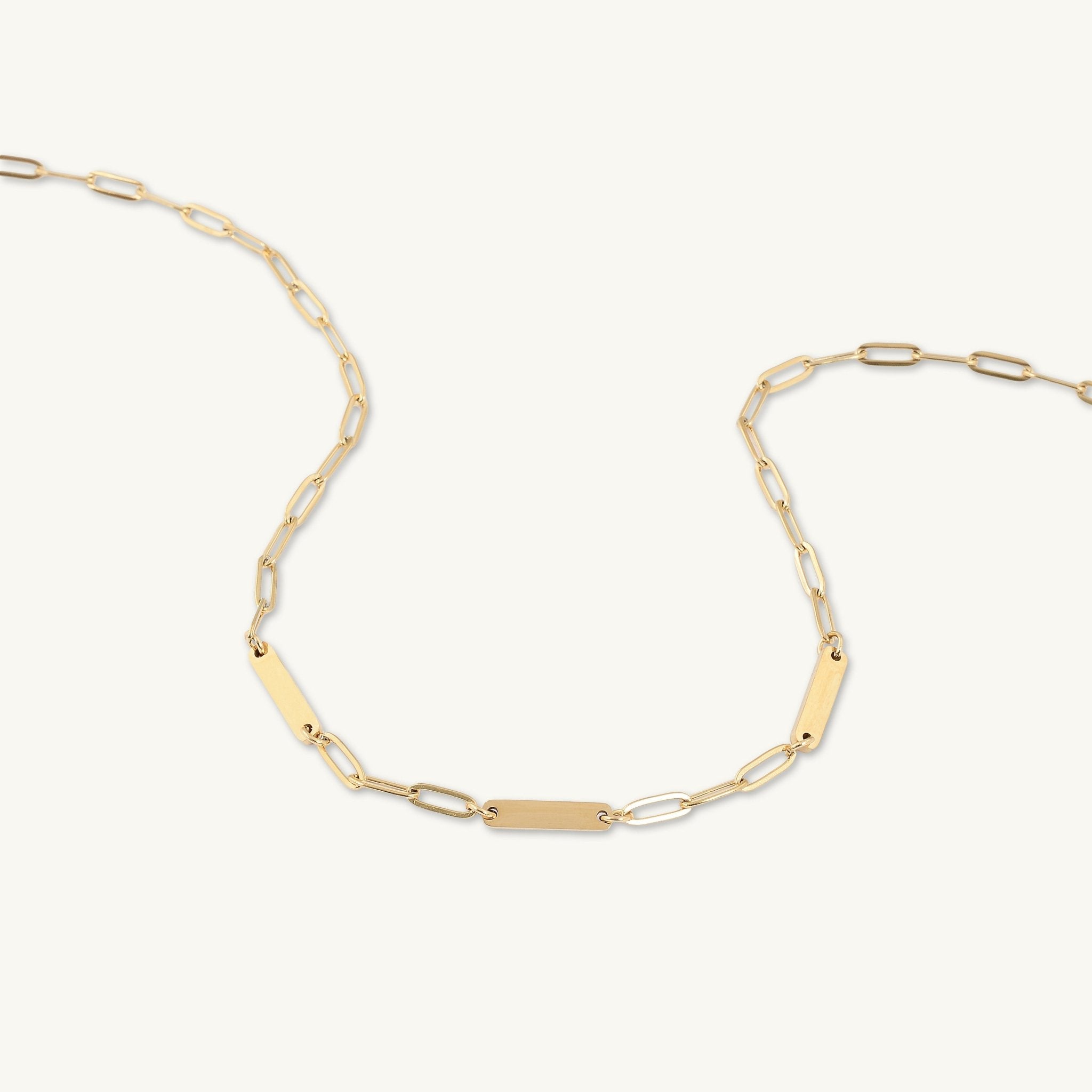 3 Bar Paper link Engraved Necklace - Camile & Stone