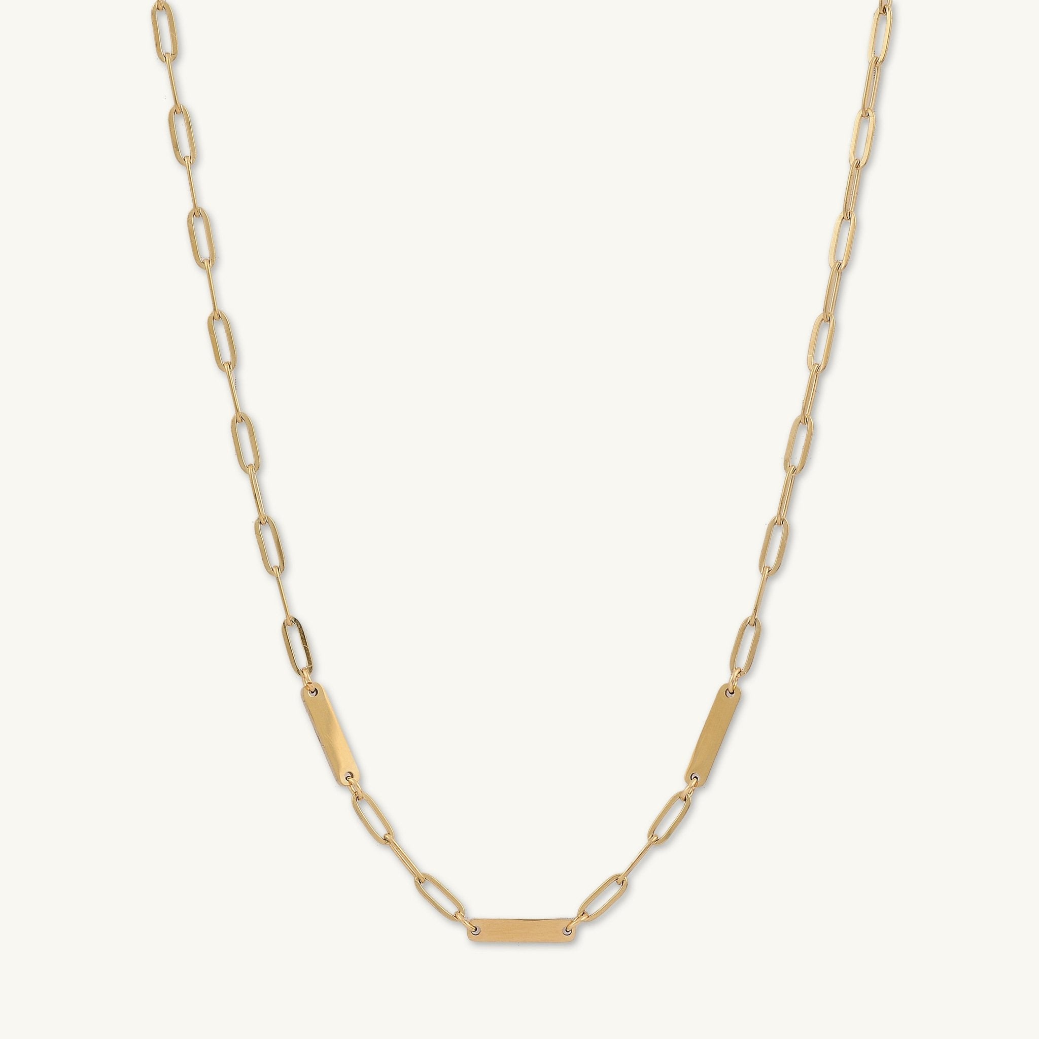 3 Bar Paper link Engraved Necklace - Camile & Stone