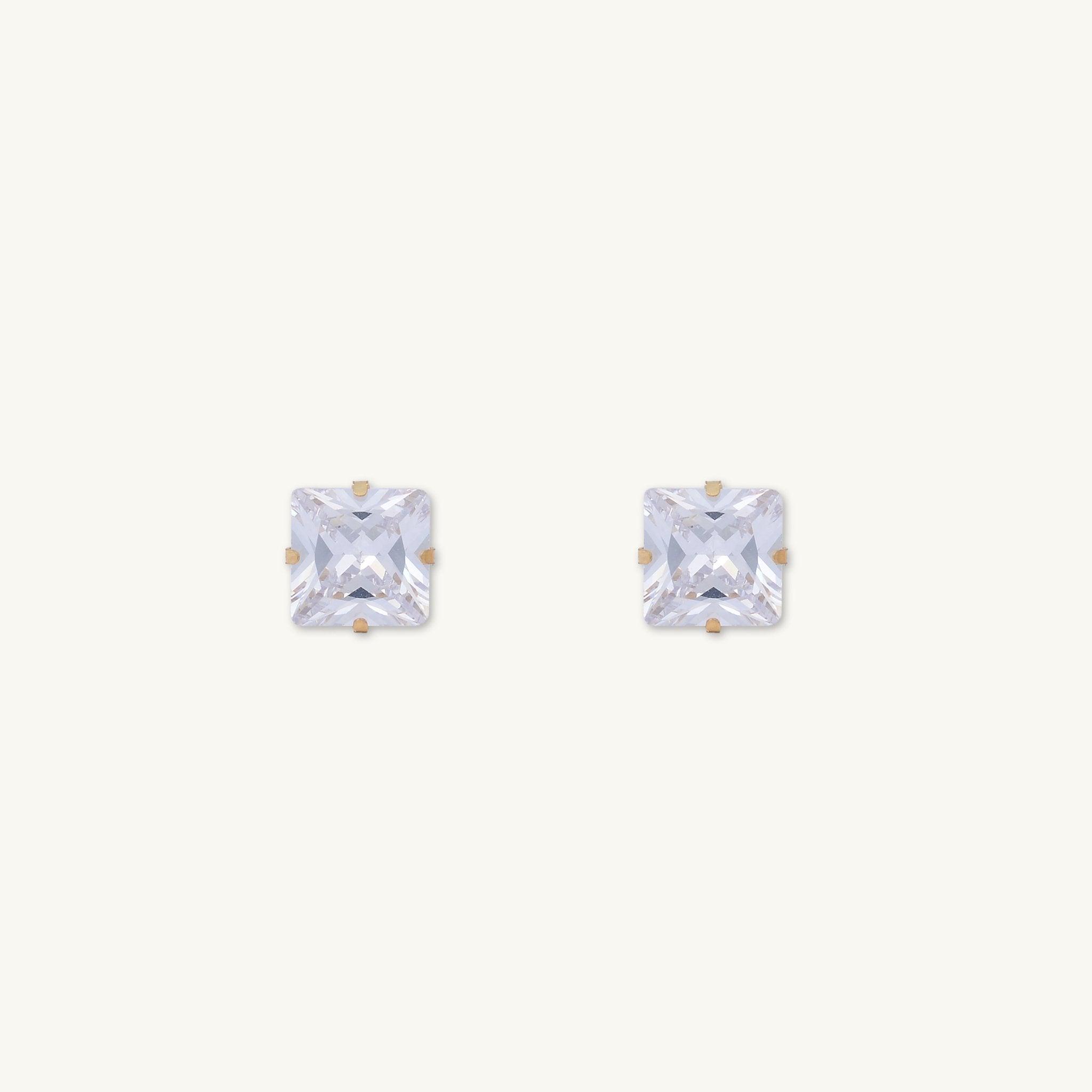 6mm Unisex Square Zirconia Stud Earrings - Camile & Stone