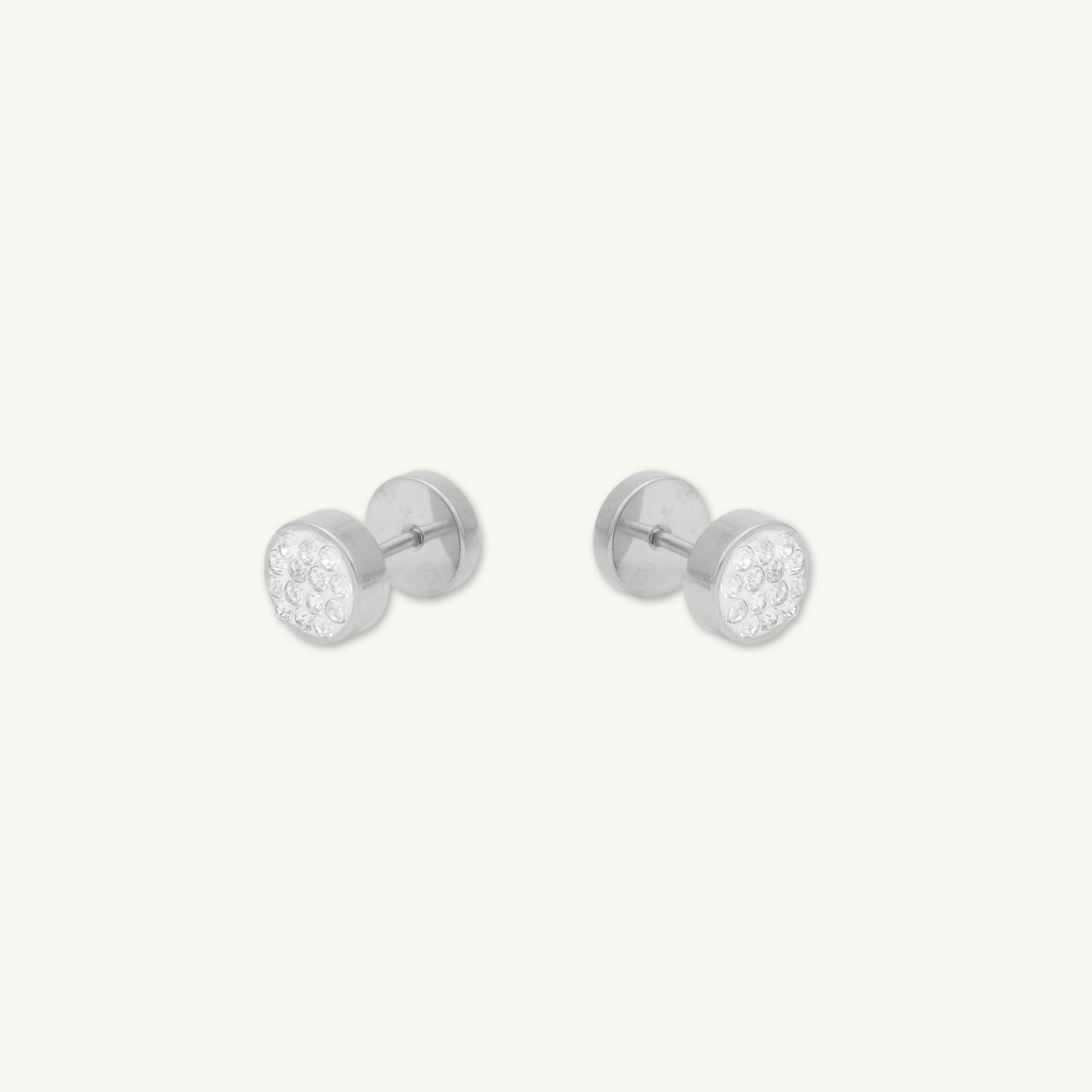 8mm Unisex Circle Crystal Stud Earrings - Camile & Stone