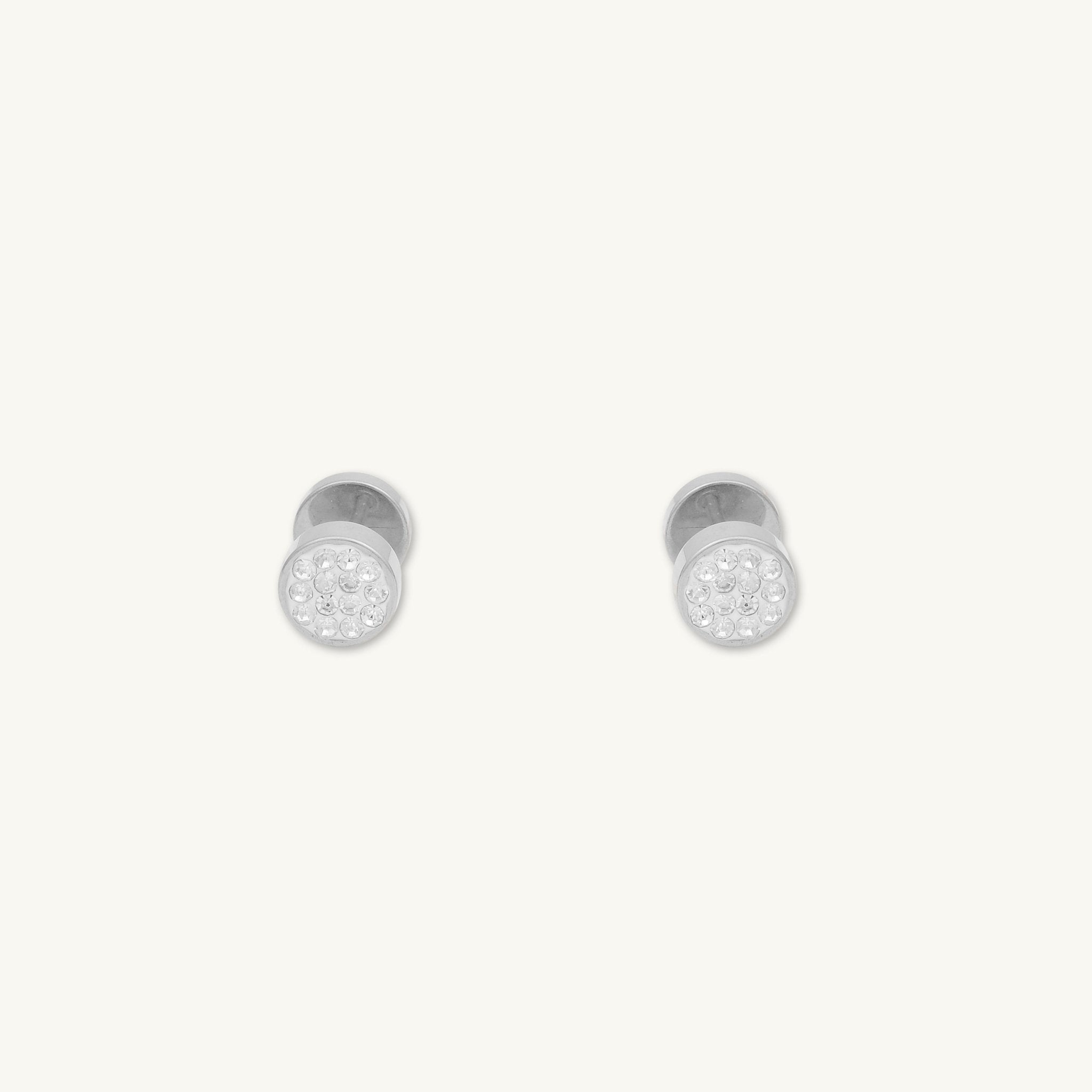 8mm Unisex Circle Crystal Stud Earrings - Camile & Stone