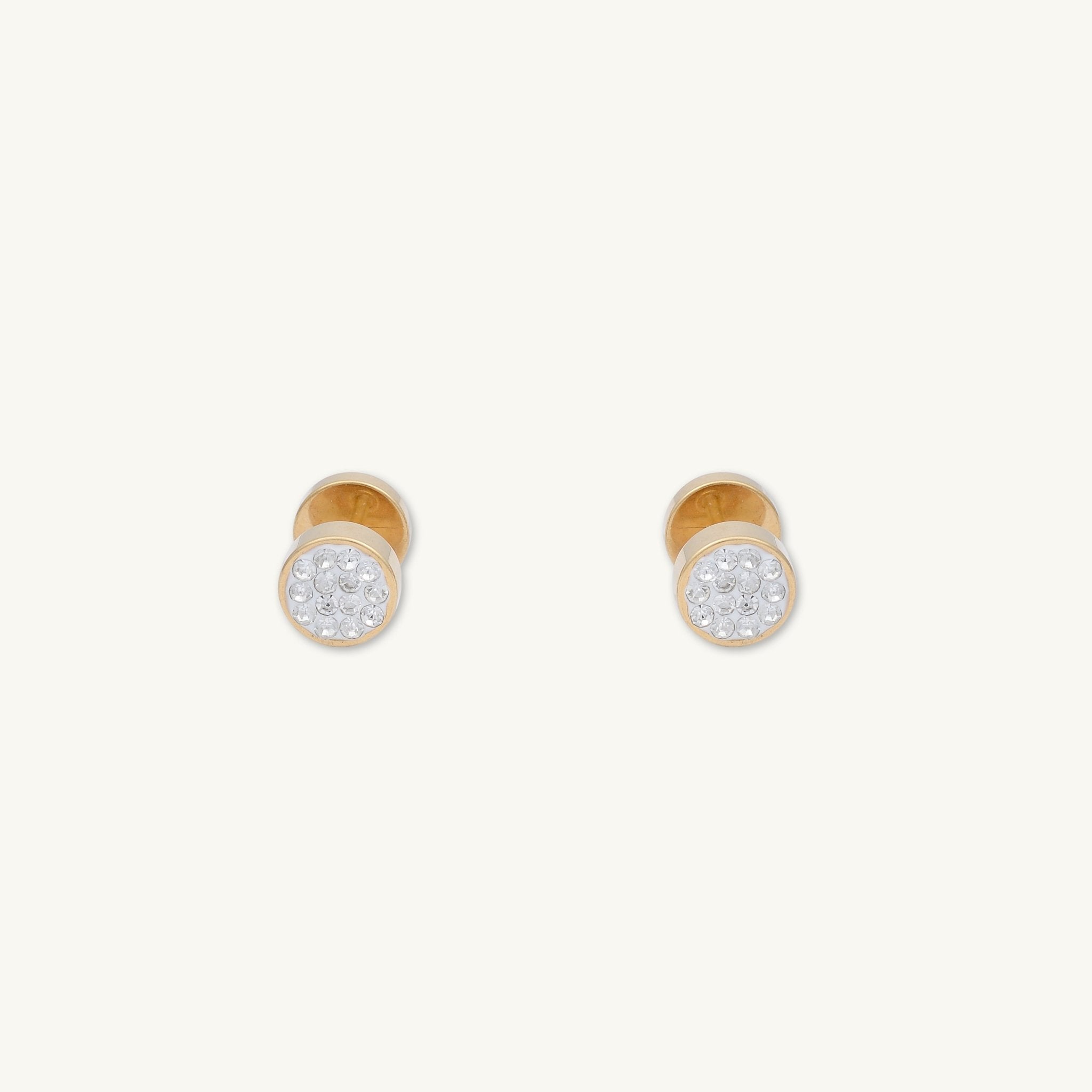 8mm Unisex Circle Crystal Stud Earrings - Camile & Stone