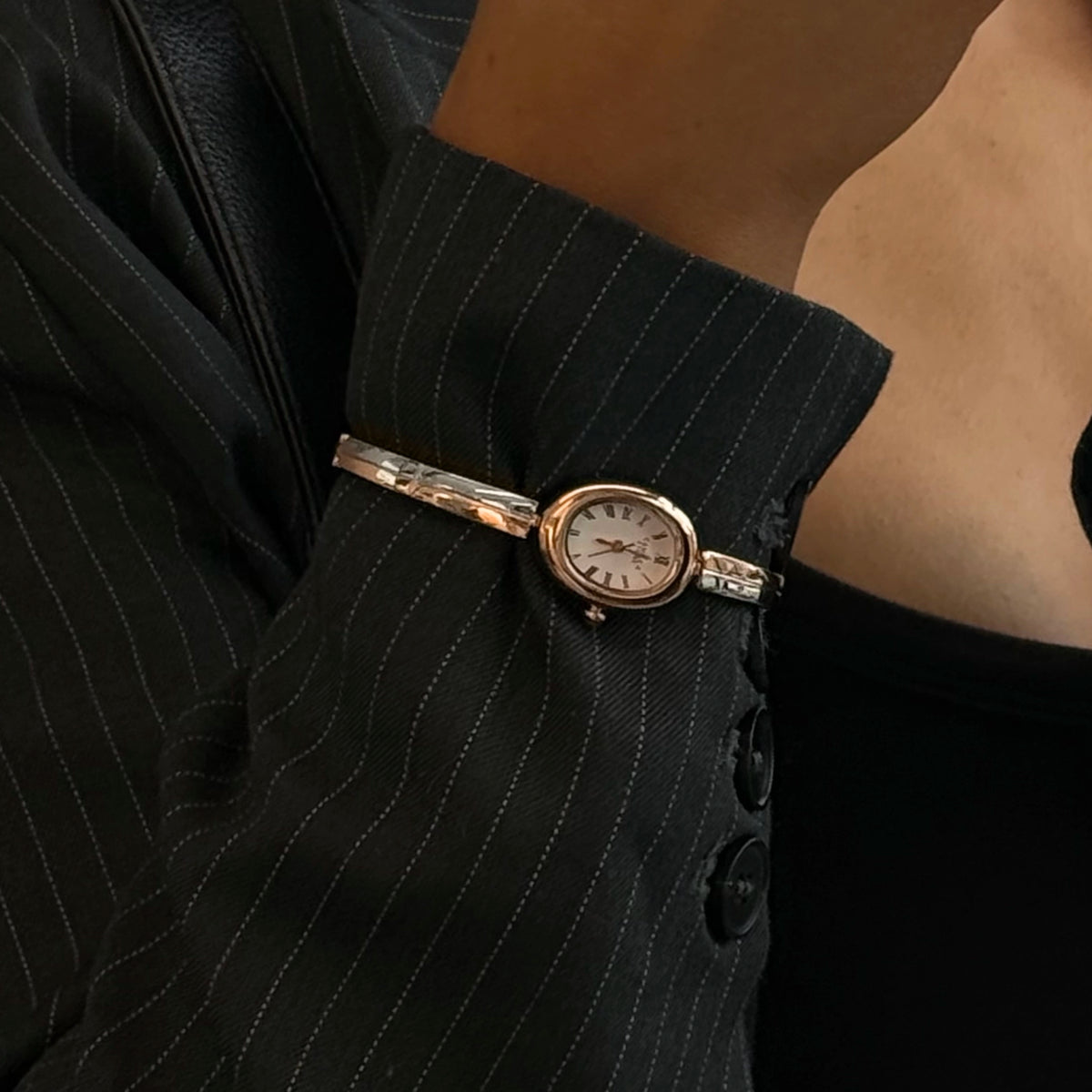 Audrey Two-Tone Oval Watch | Rose Gold