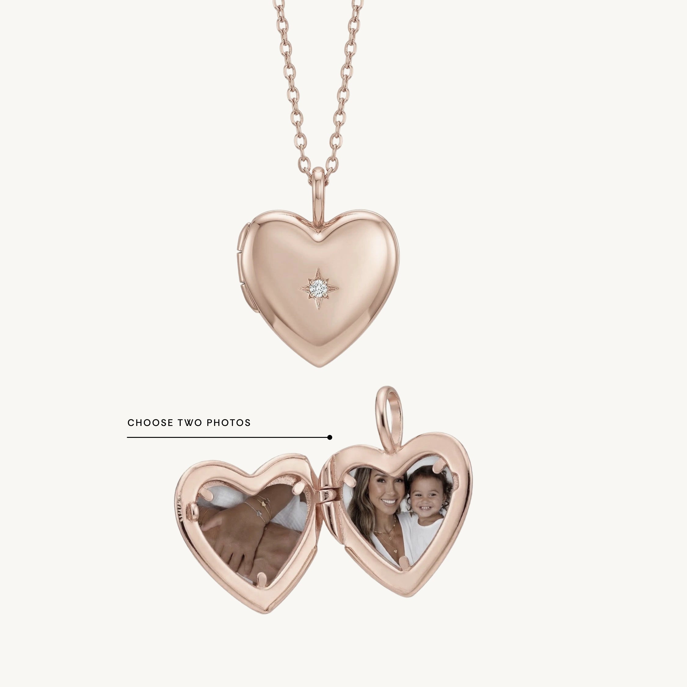 North Star Heart Photo Locket Necklace