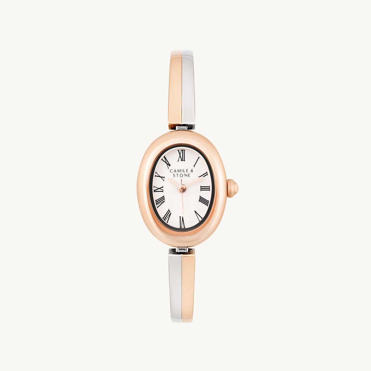 Audrey Two-Tone Oval Watch | Rose Gold