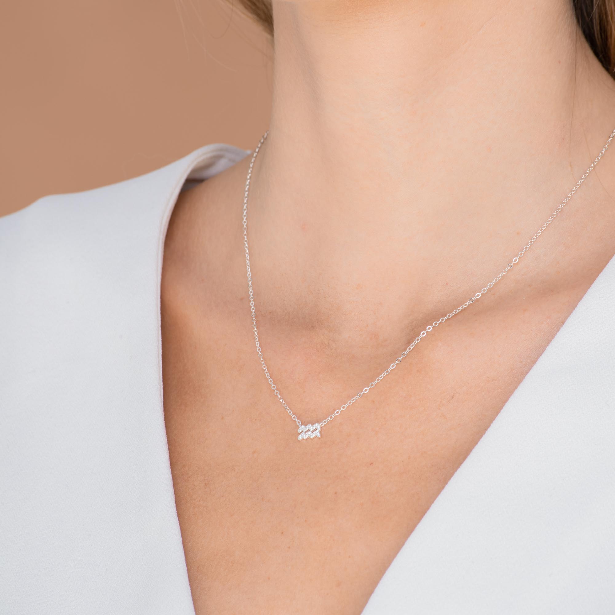 Aquarius Sapphire Charm Zodiac Star Sign Necklace - Camile & Stone