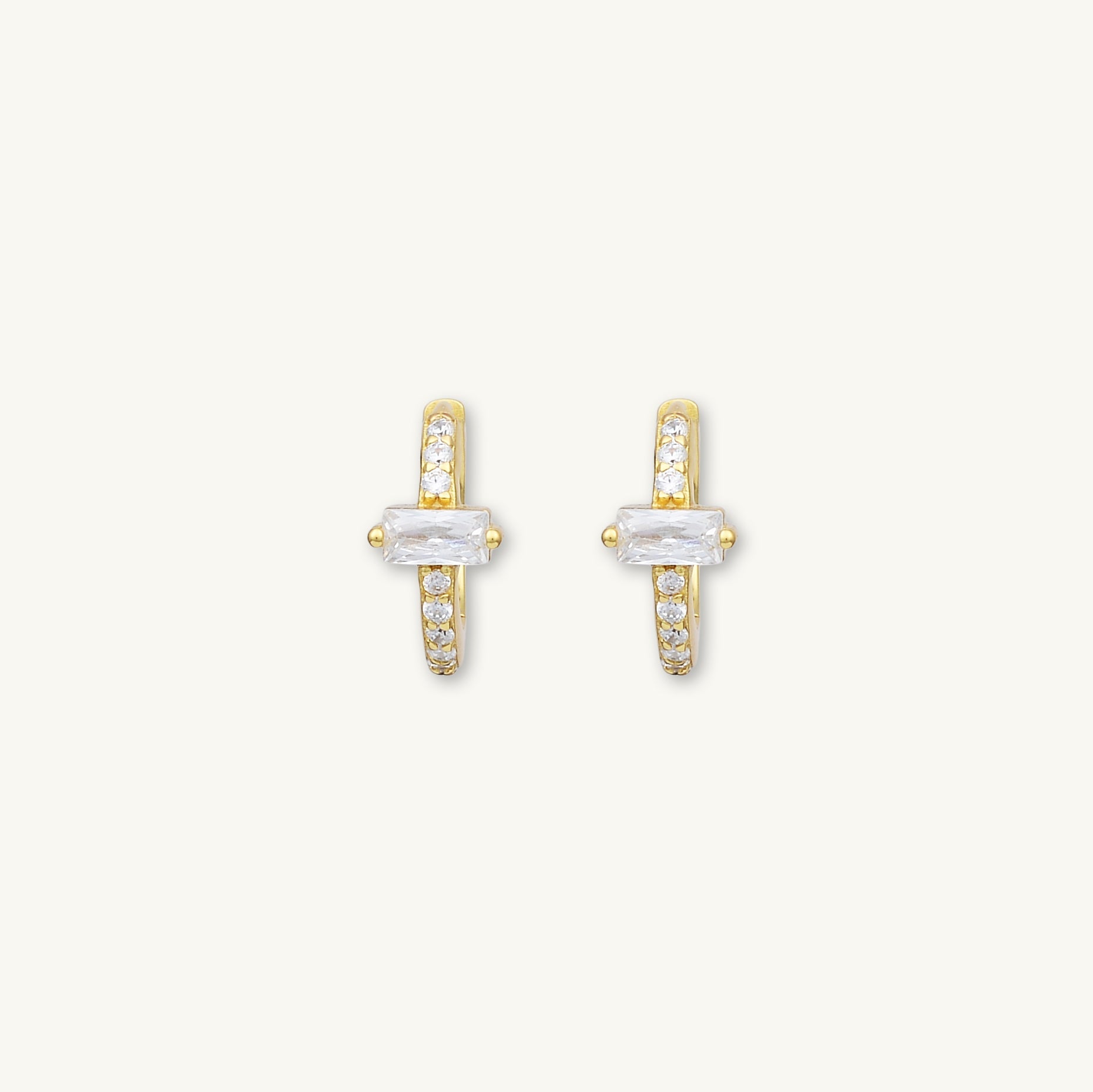 Baguette Zirconia Huggie Hoop Earrings - Camile & Stone