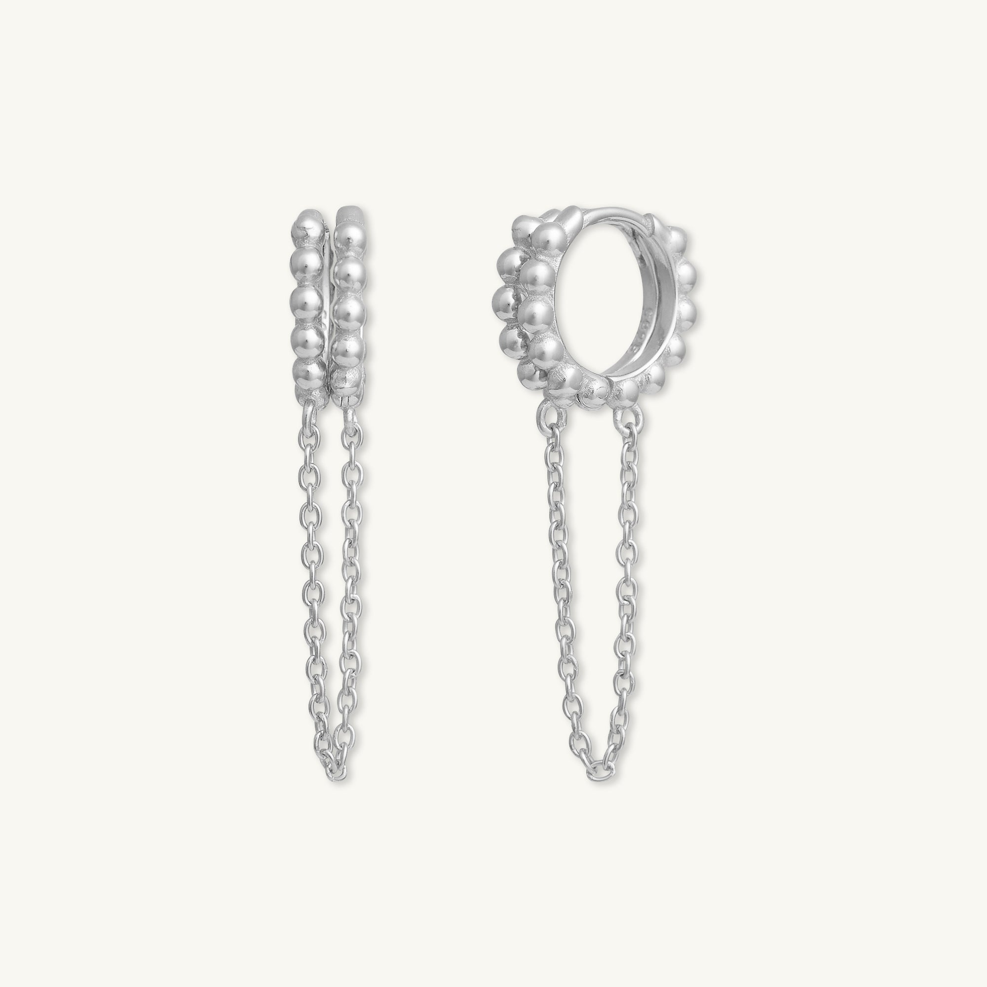 Ball Dangling Chain Huggie Earrings - Camile & Stone