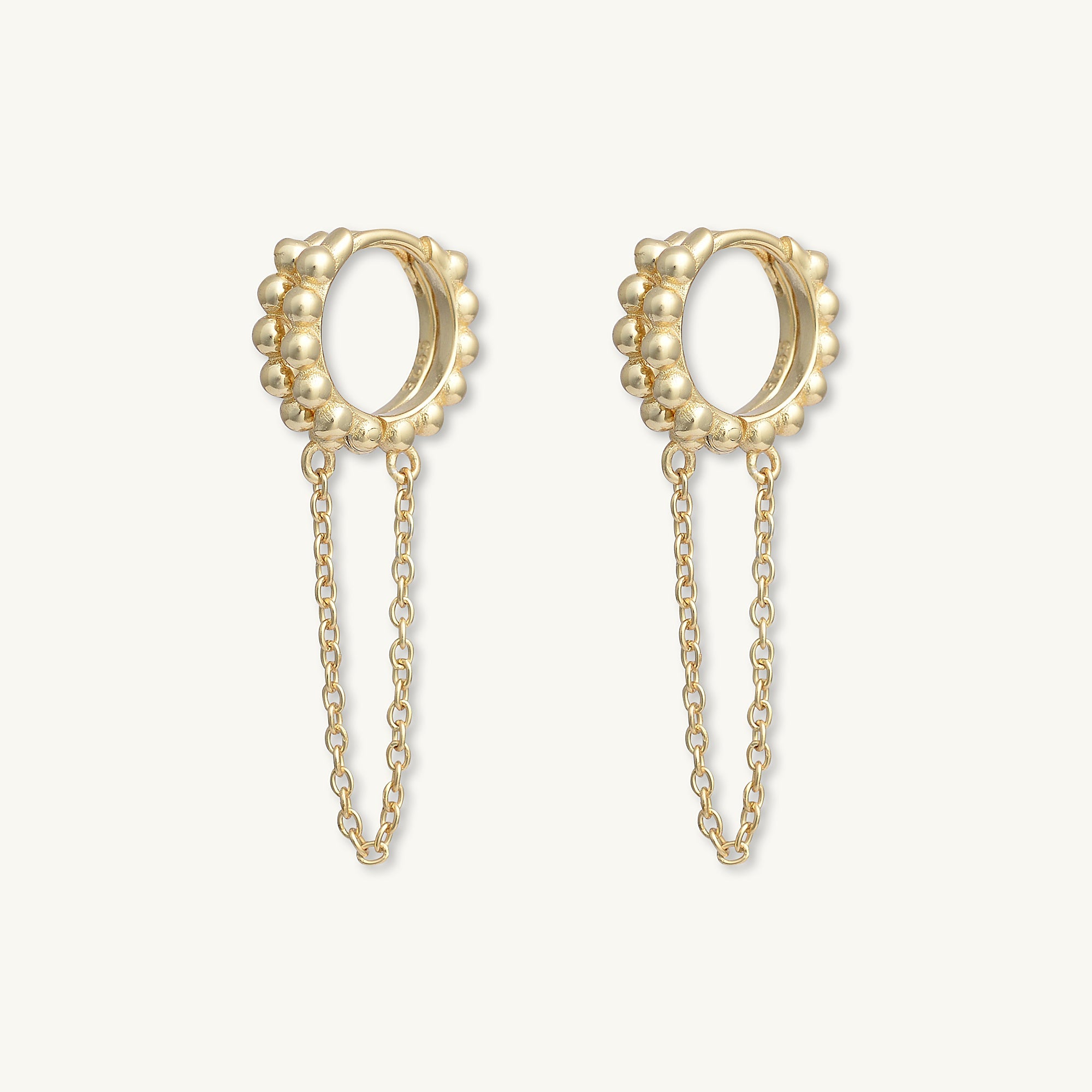 Ball Dangling Chain Huggie Earrings - Camile & Stone
