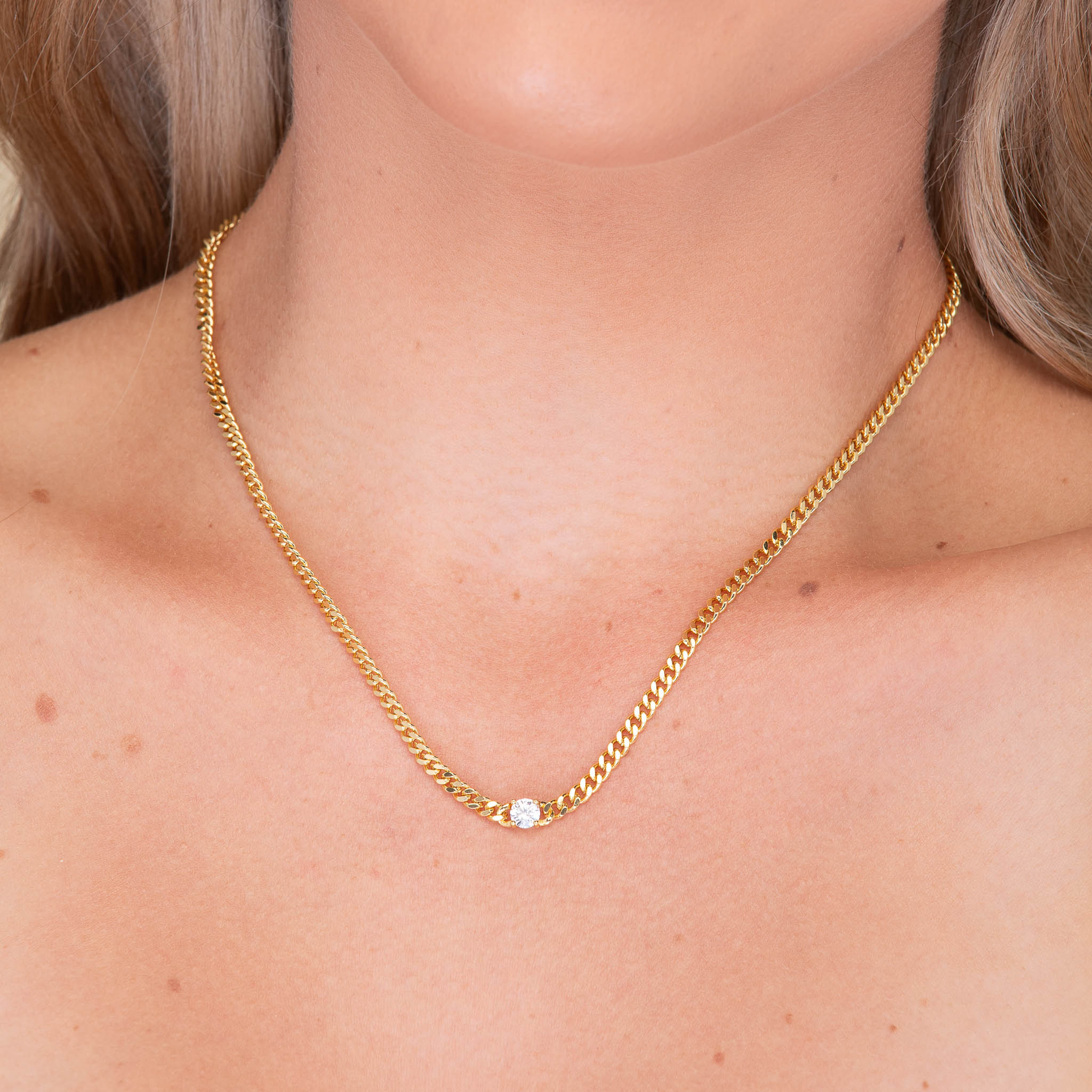 Bezel Cuban Chain Necklace - Camile & Stone