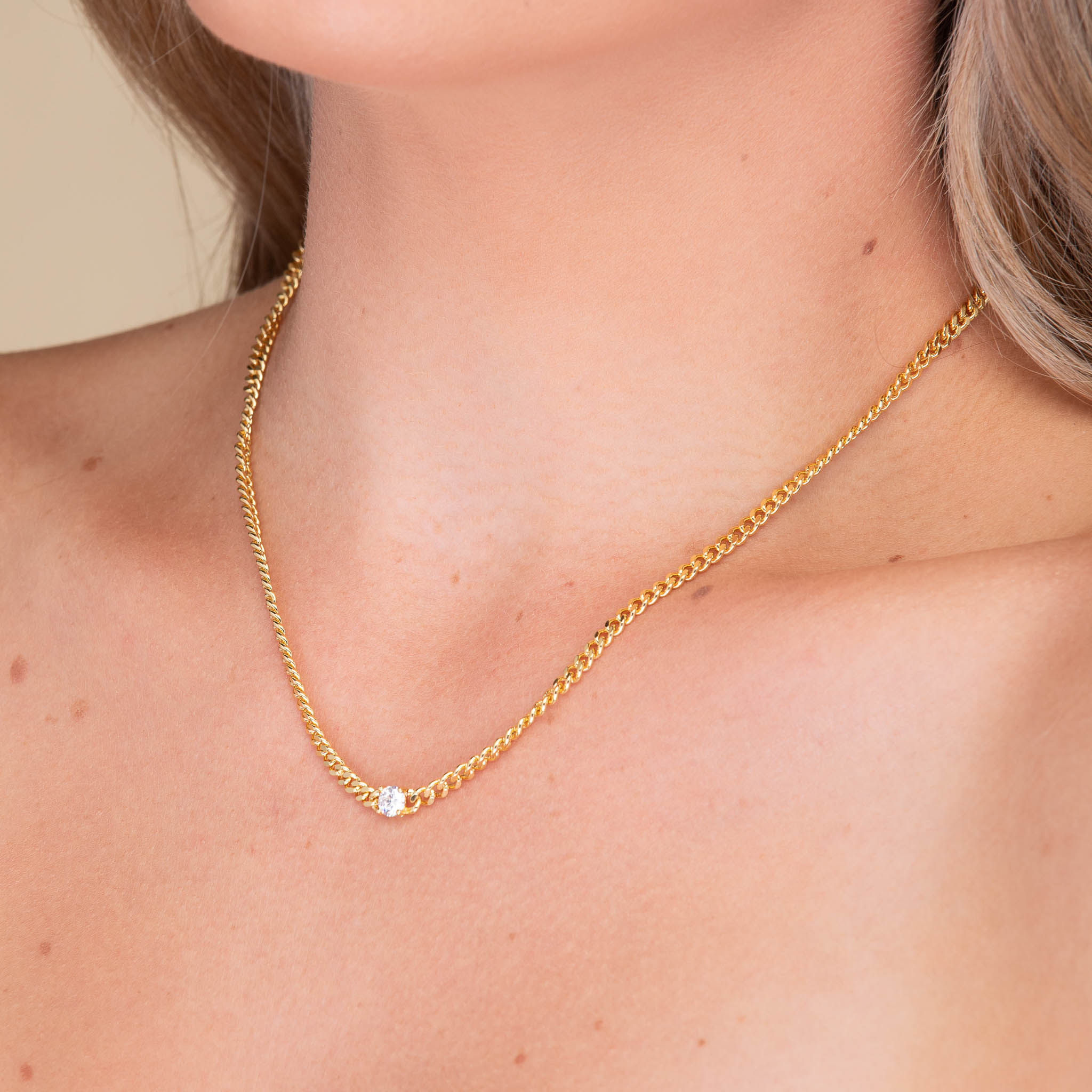 Bezel Cuban Chain Necklace - Camile & Stone