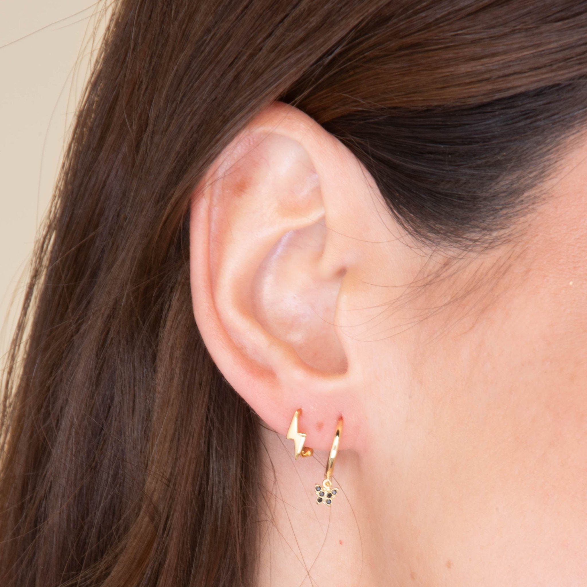 Black Butterfly Zirconia Drop Huggie Earrings - Camile & Stone