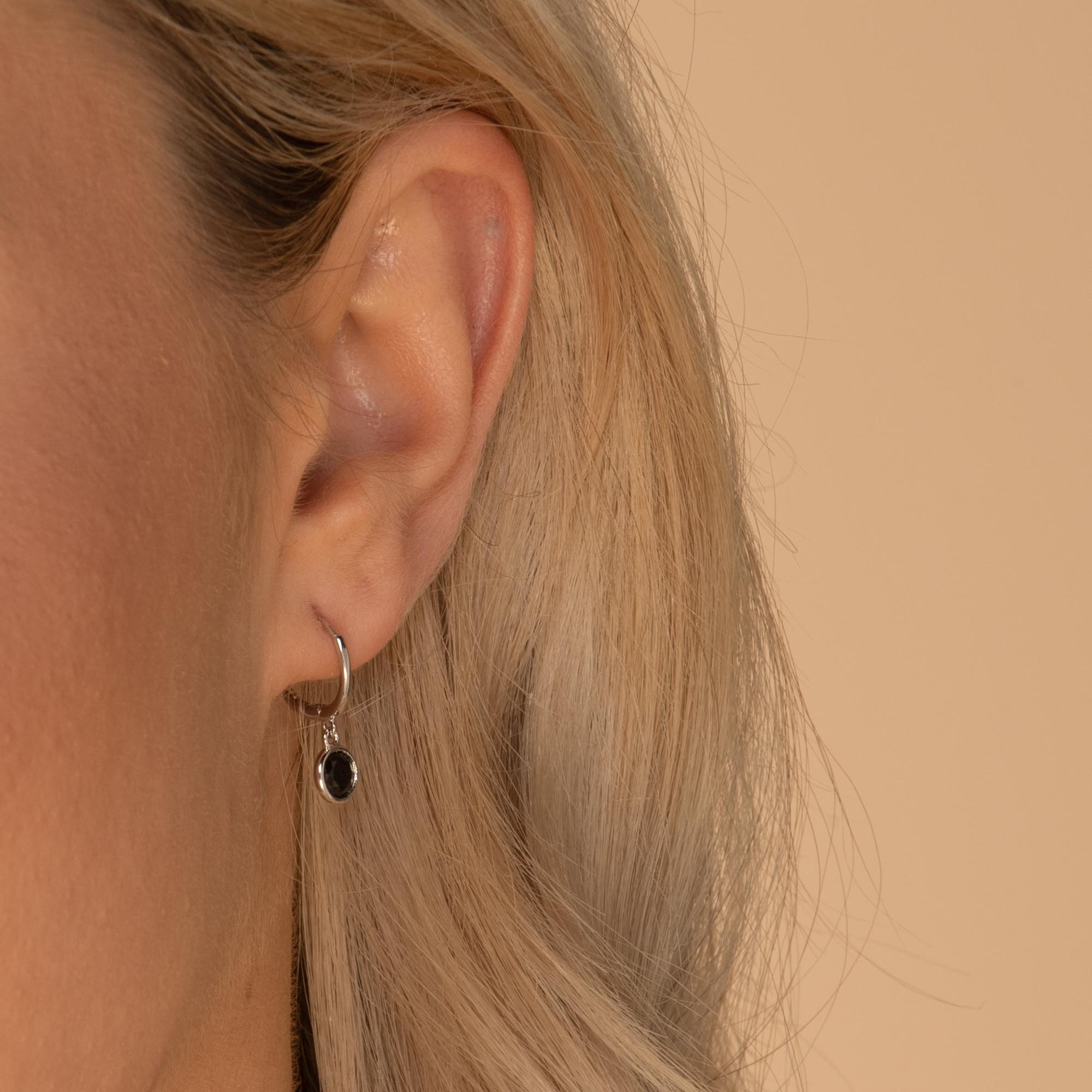 Black Circle Sapphire Hoop Earrings - Camile & Stone