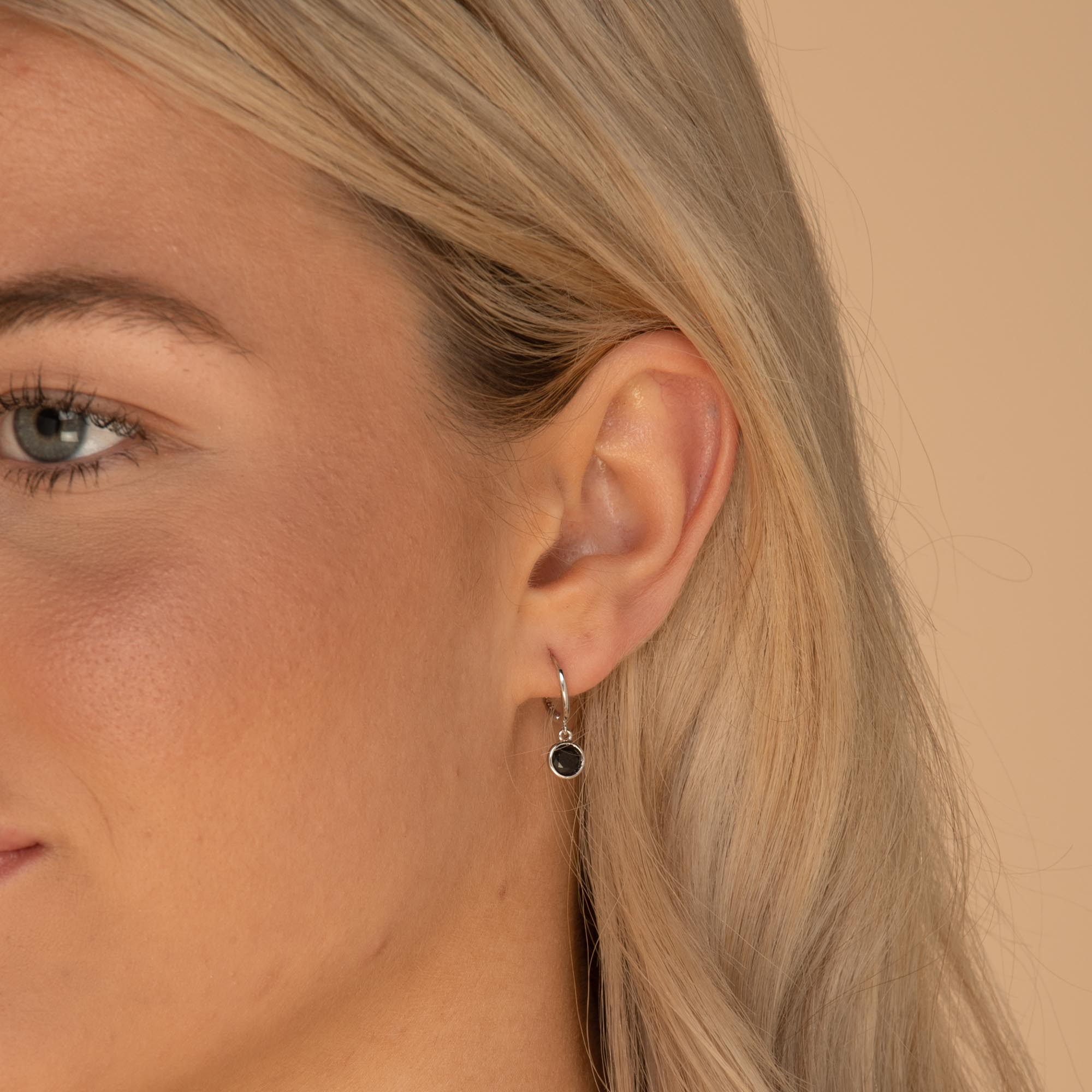 Black Circle Sapphire Hoop Earrings - Camile & Stone