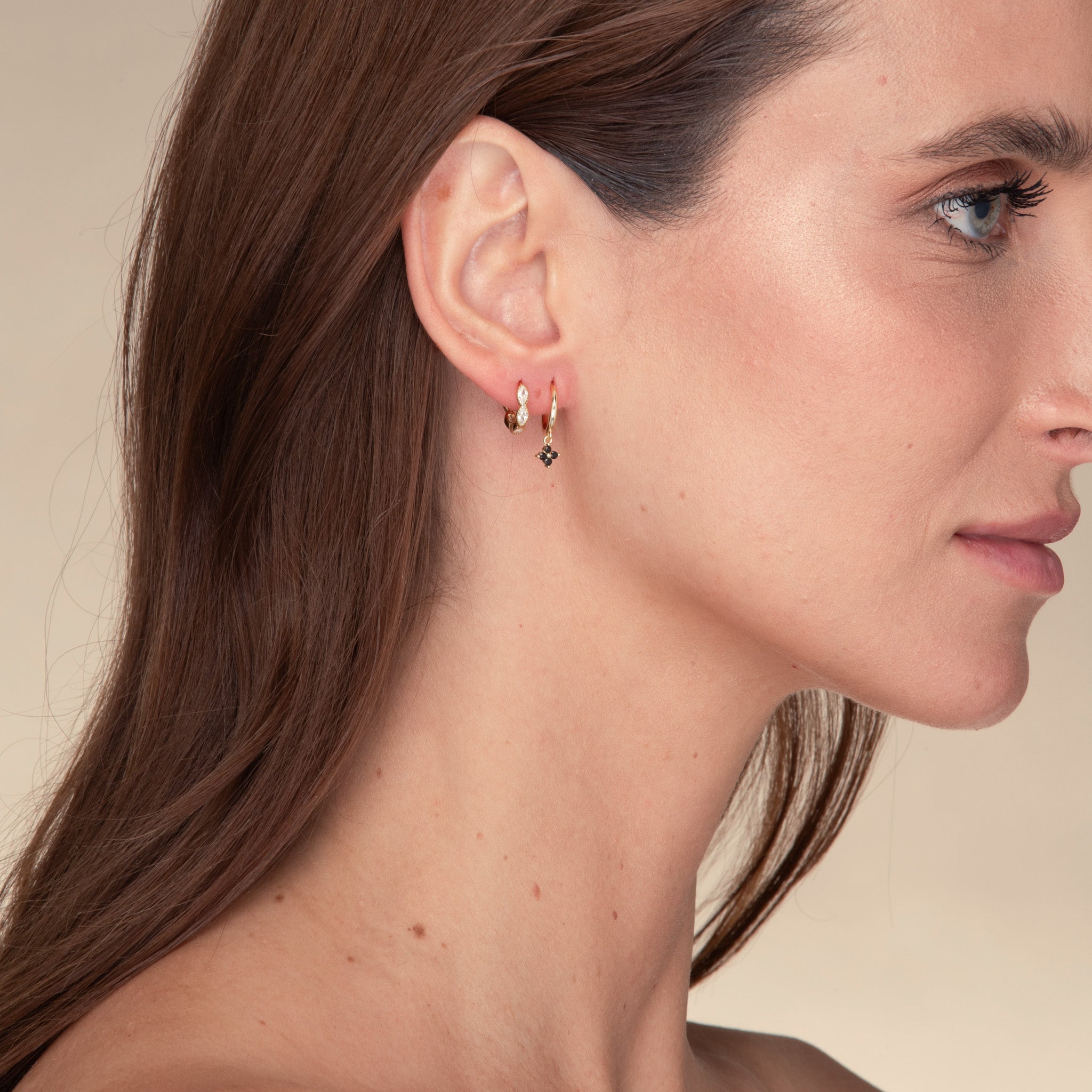 Black Clover Sapphire Hoop Earrings - Camile & Stone