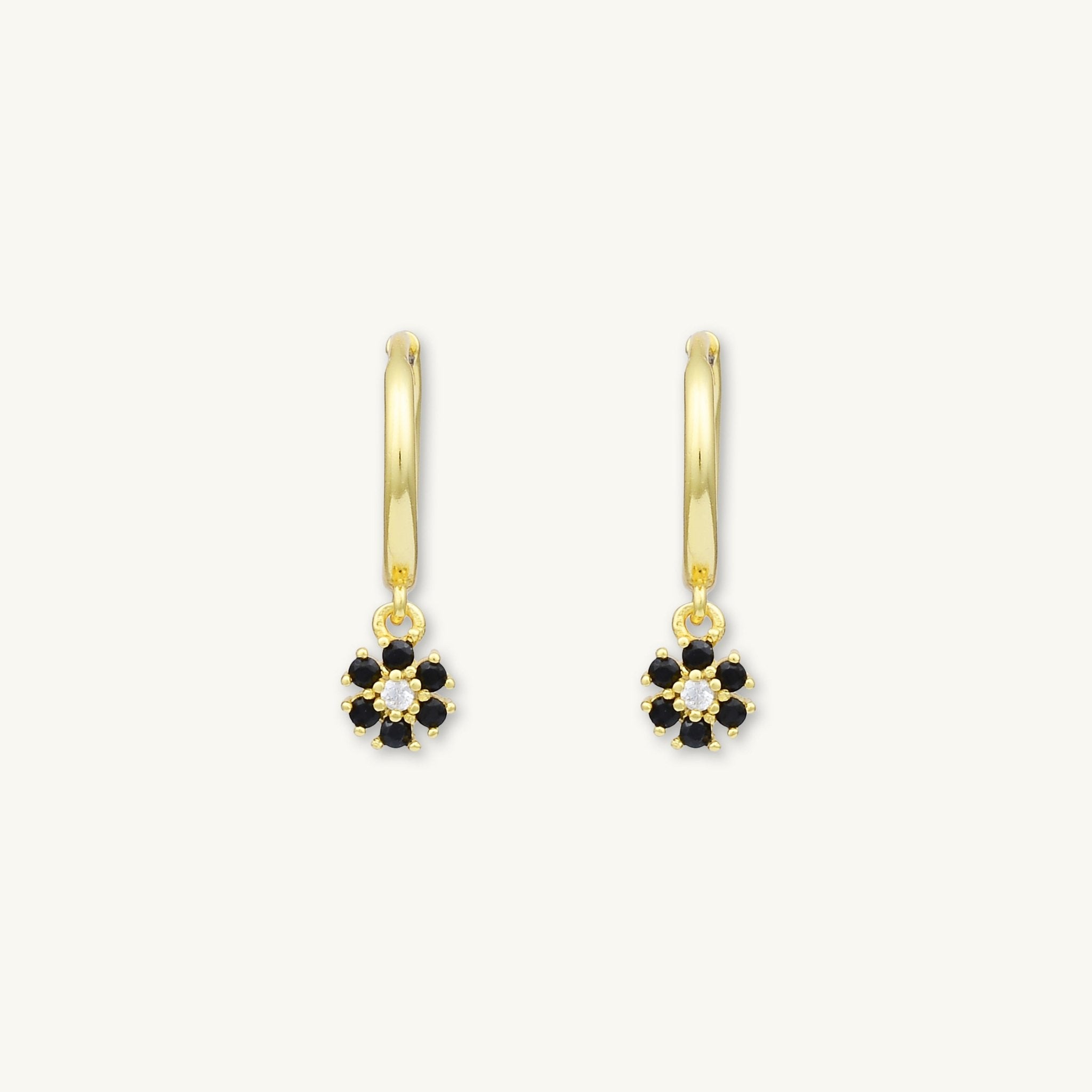 Black Flower Hoop Earrings - Camile & Stone