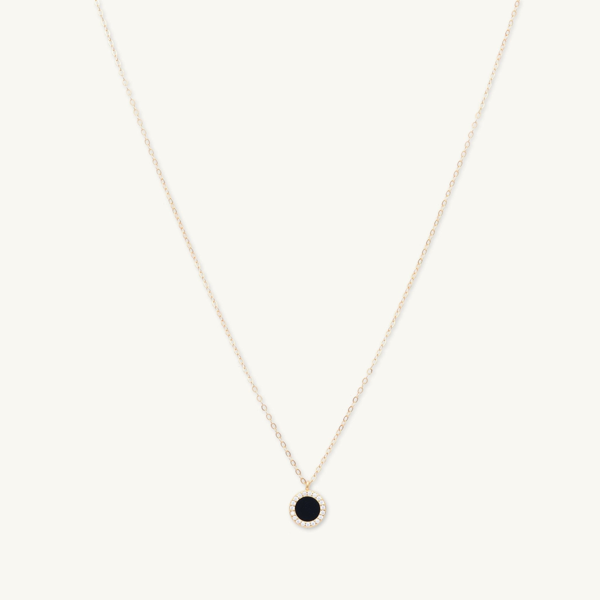 Black Lacquered Circle Necklace - Camile & Stone