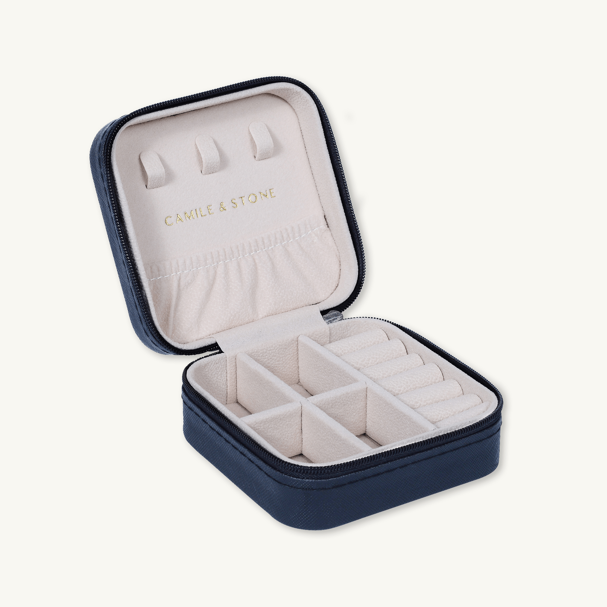 Black Leather Jewellery Travel Case Box - Camile & Stone