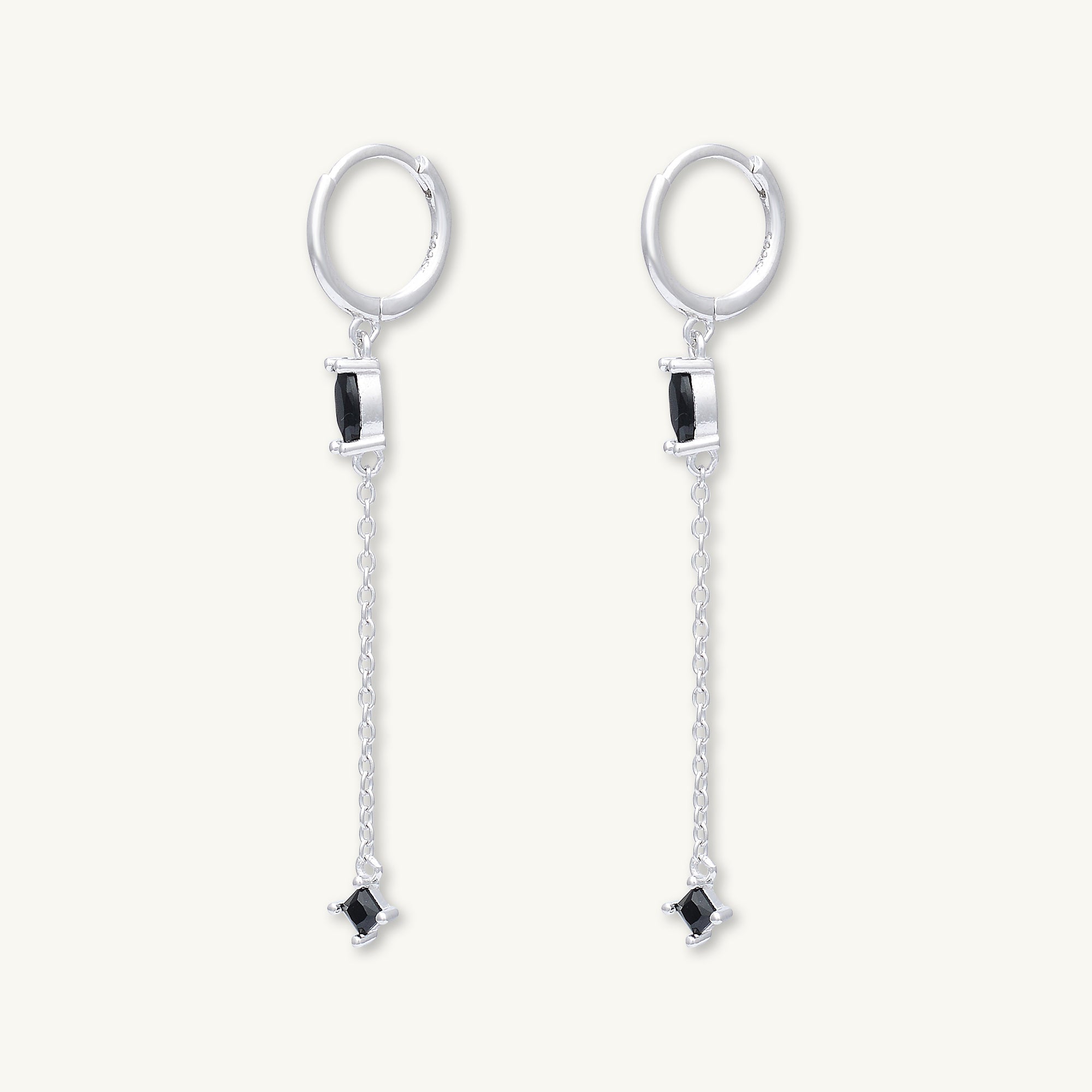Black Marquise Sapphire Drop Huggie Earrings - Camile & Stone