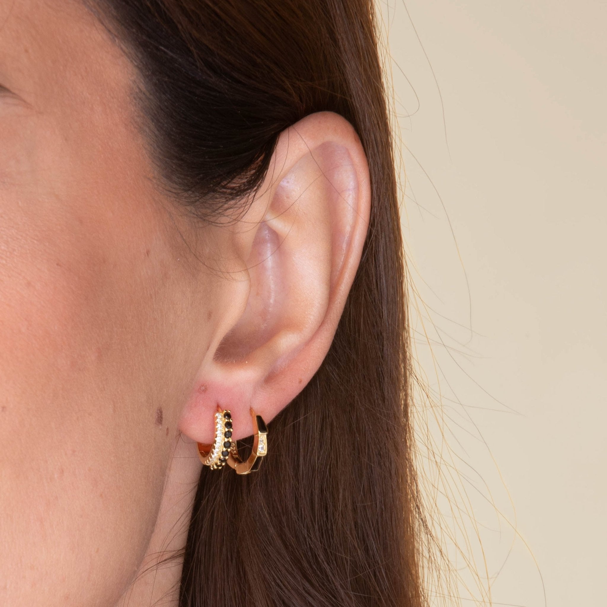 Black Onyx Spark Sapphire Hoops - Camile & Stone