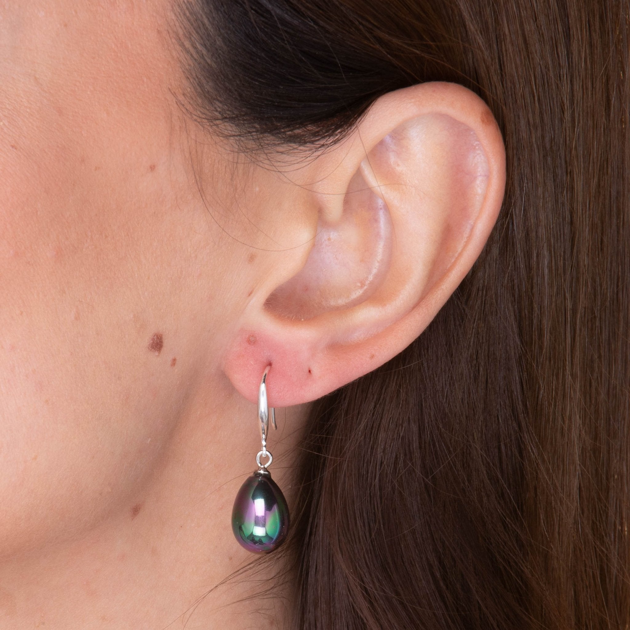 Black Teardrop Pearl Drop Earrings - Camile & Stone