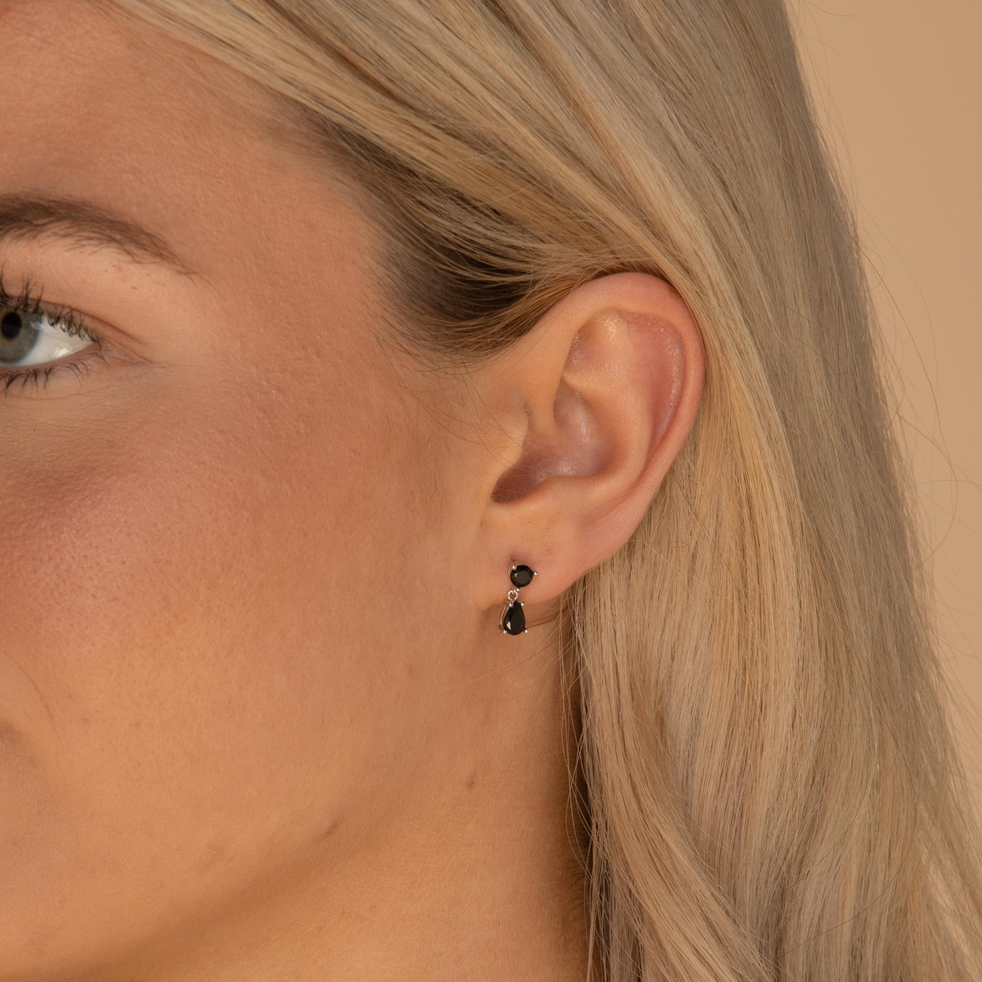 Black Teardrop Sapphire Earrings - Camile & Stone