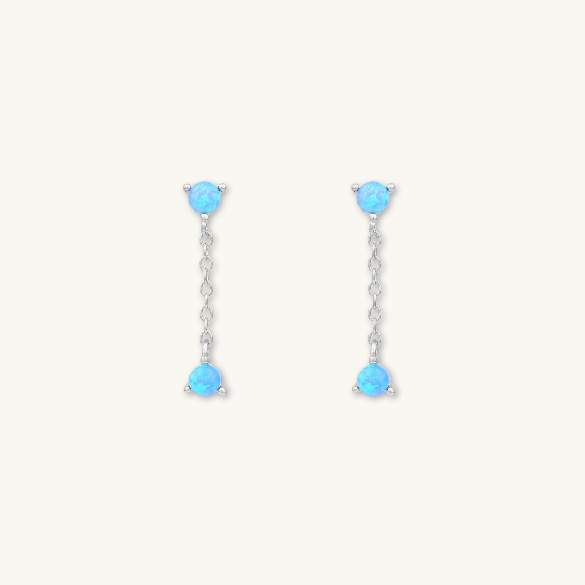 Blue Opal Dangling Stud Earrings - Camile & Stone