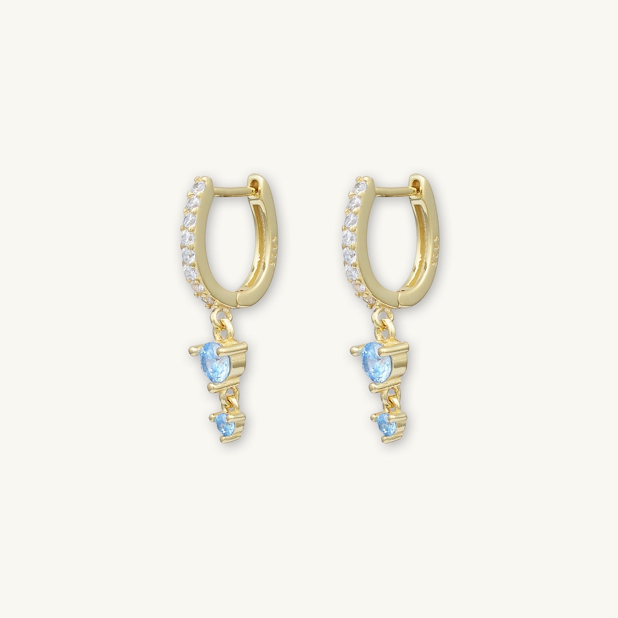 Blue Sapphire Double Dangling Huggie Earrings - Camile & Stone