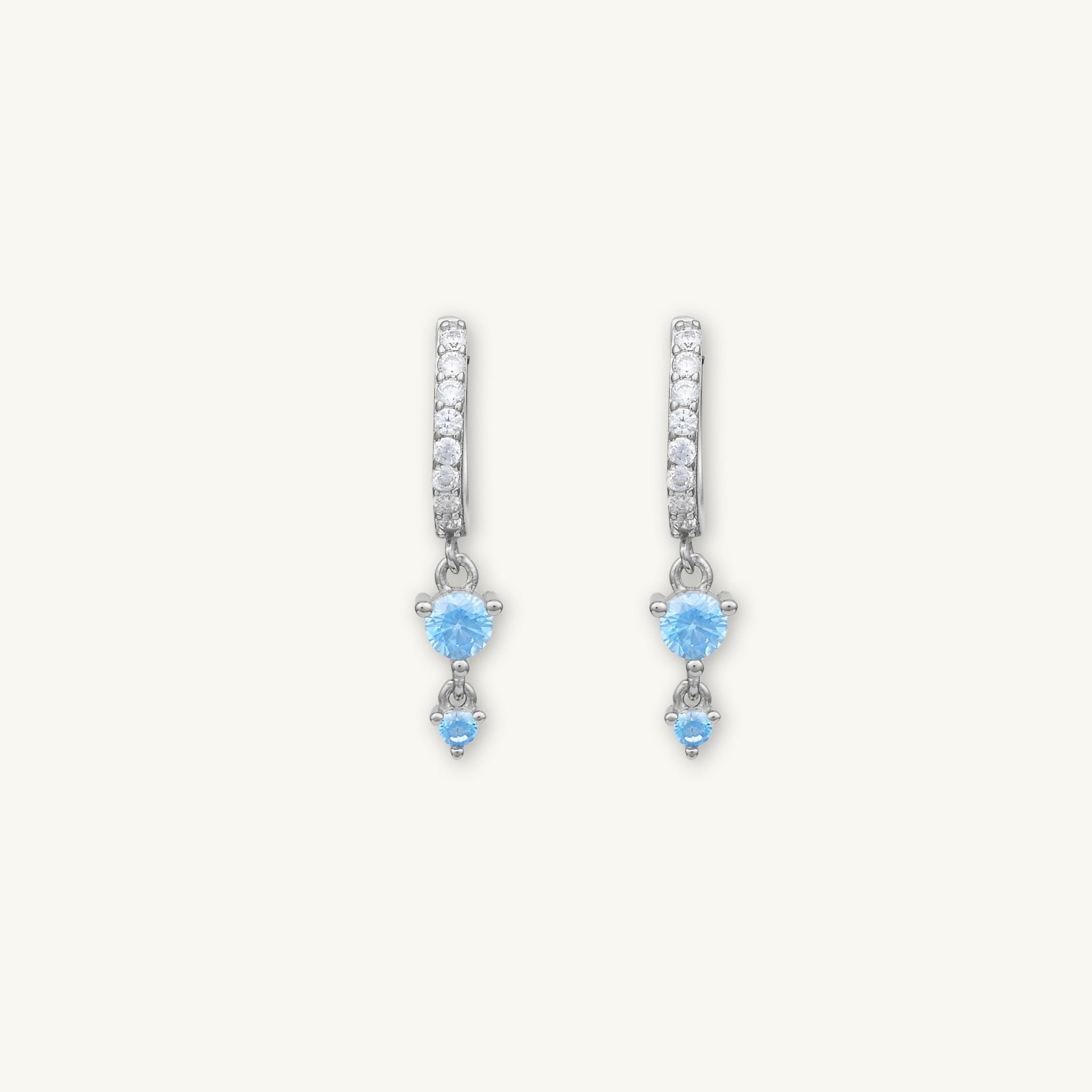 Blue Sapphire Double Dangling Huggie Earrings - Camile & Stone