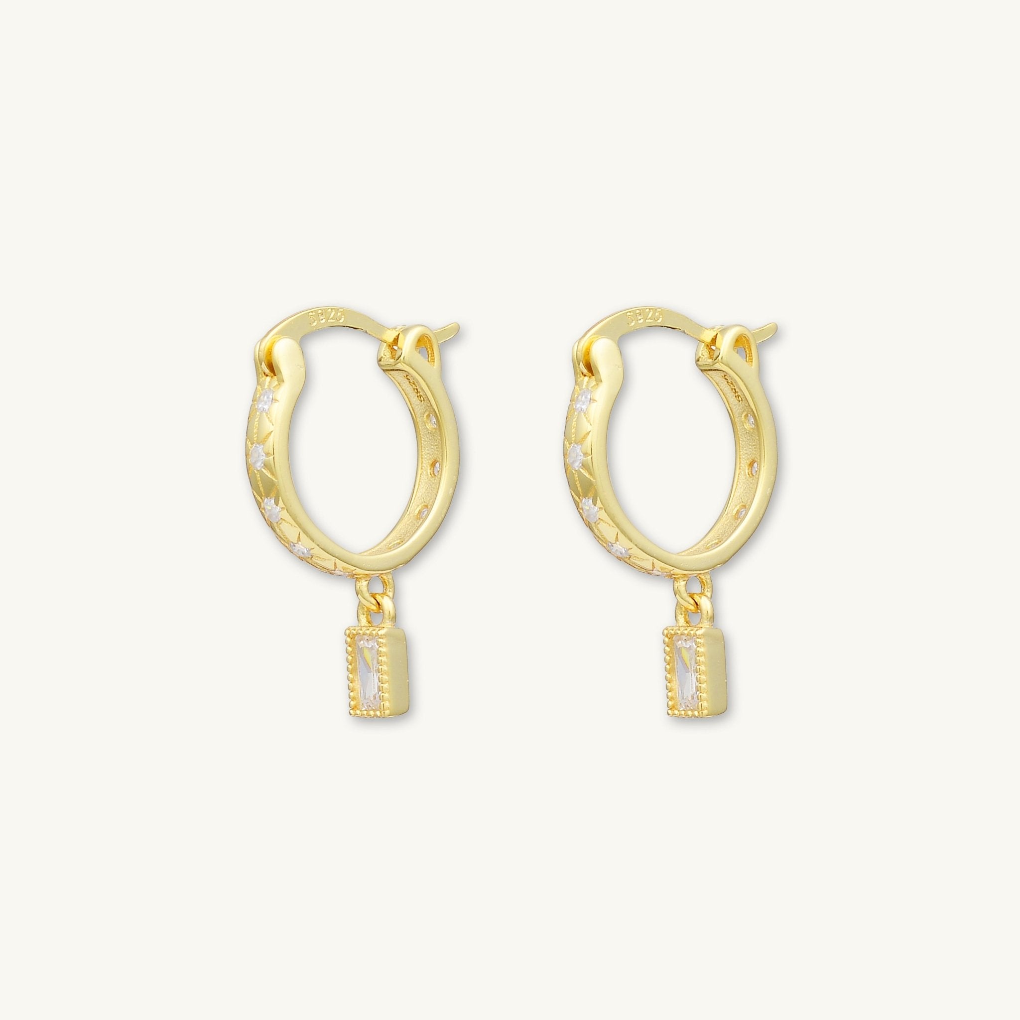 Boho North Star Baguette Huggie Earrings - Camile & Stone