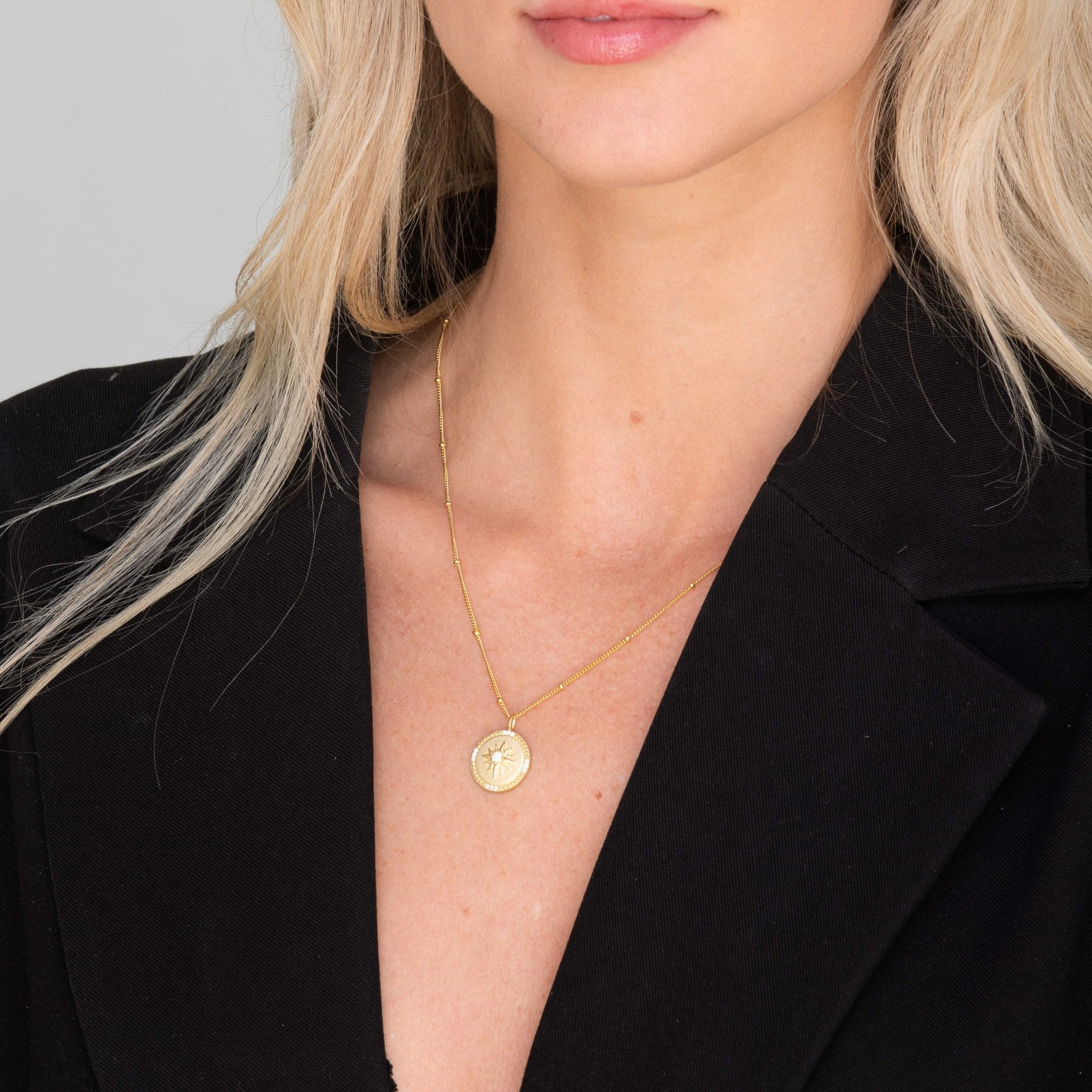 Celestial Sun Medallion Disc Necklace - Camile & Stone