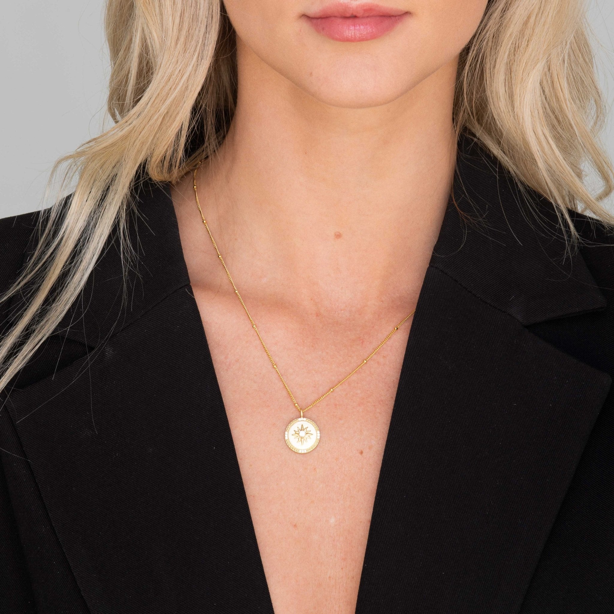 Celestial Sun Medallion Disc Necklace - Camile & Stone