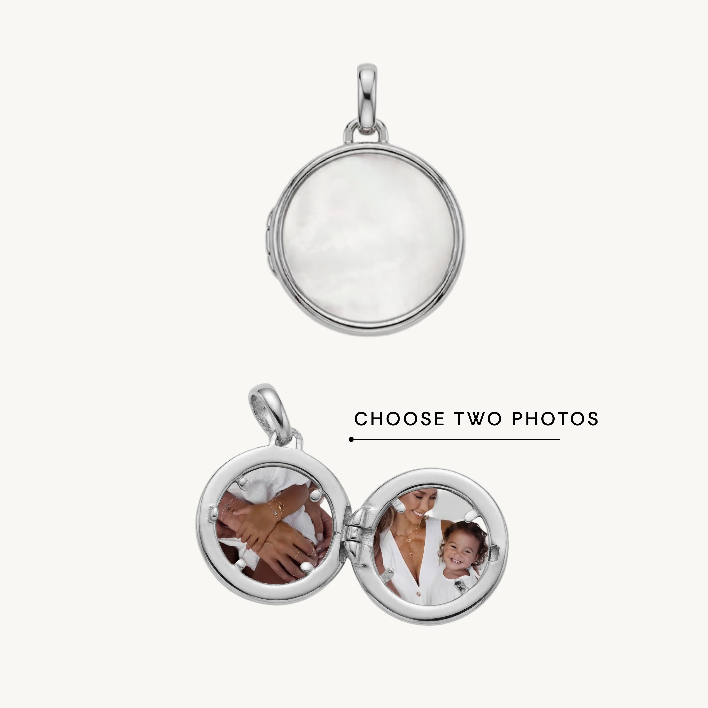 Eternal Circle Photo Locket MOP Pendant