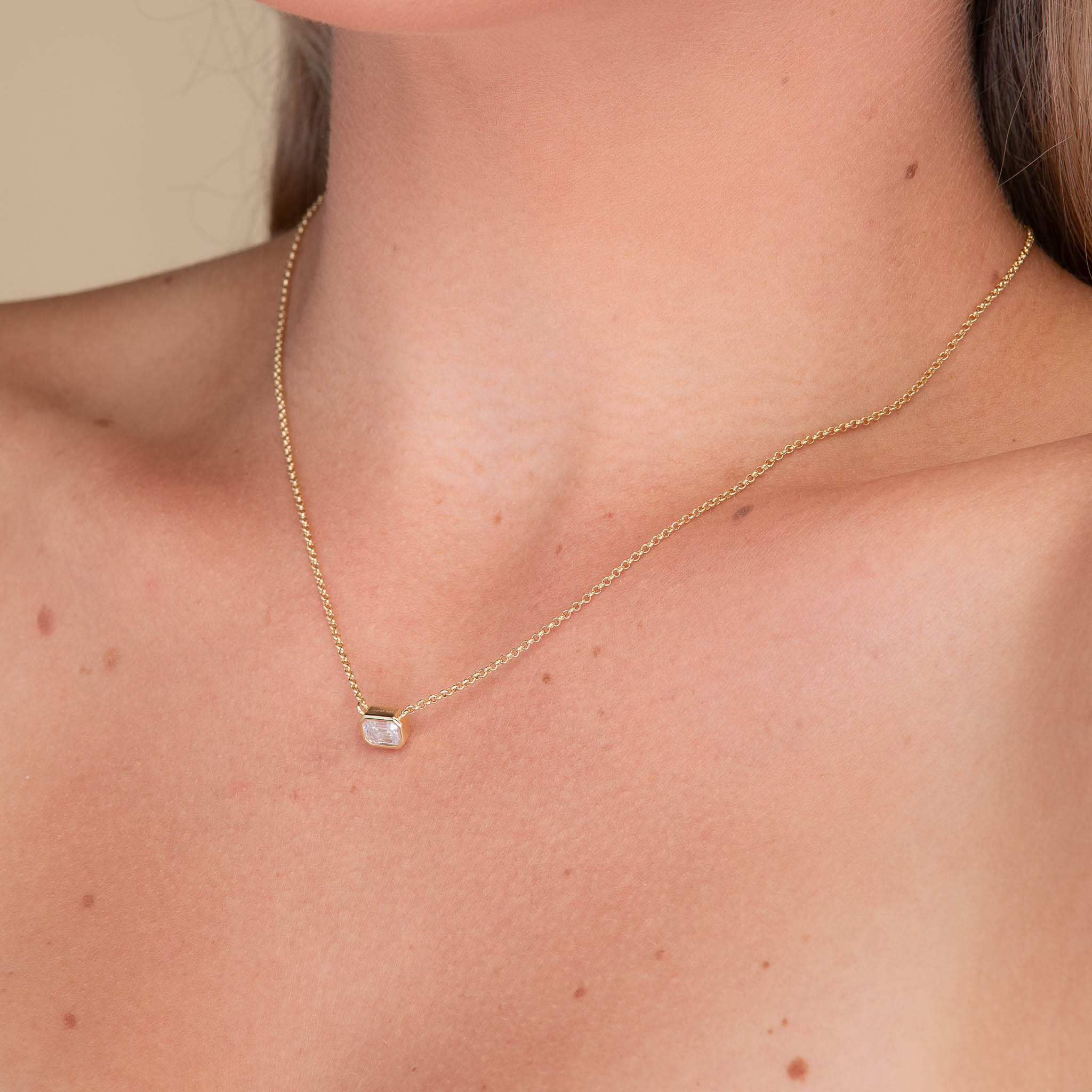 Classic Emerald Bezel Moissanite Necklace 1 Carat - Camile & Stone