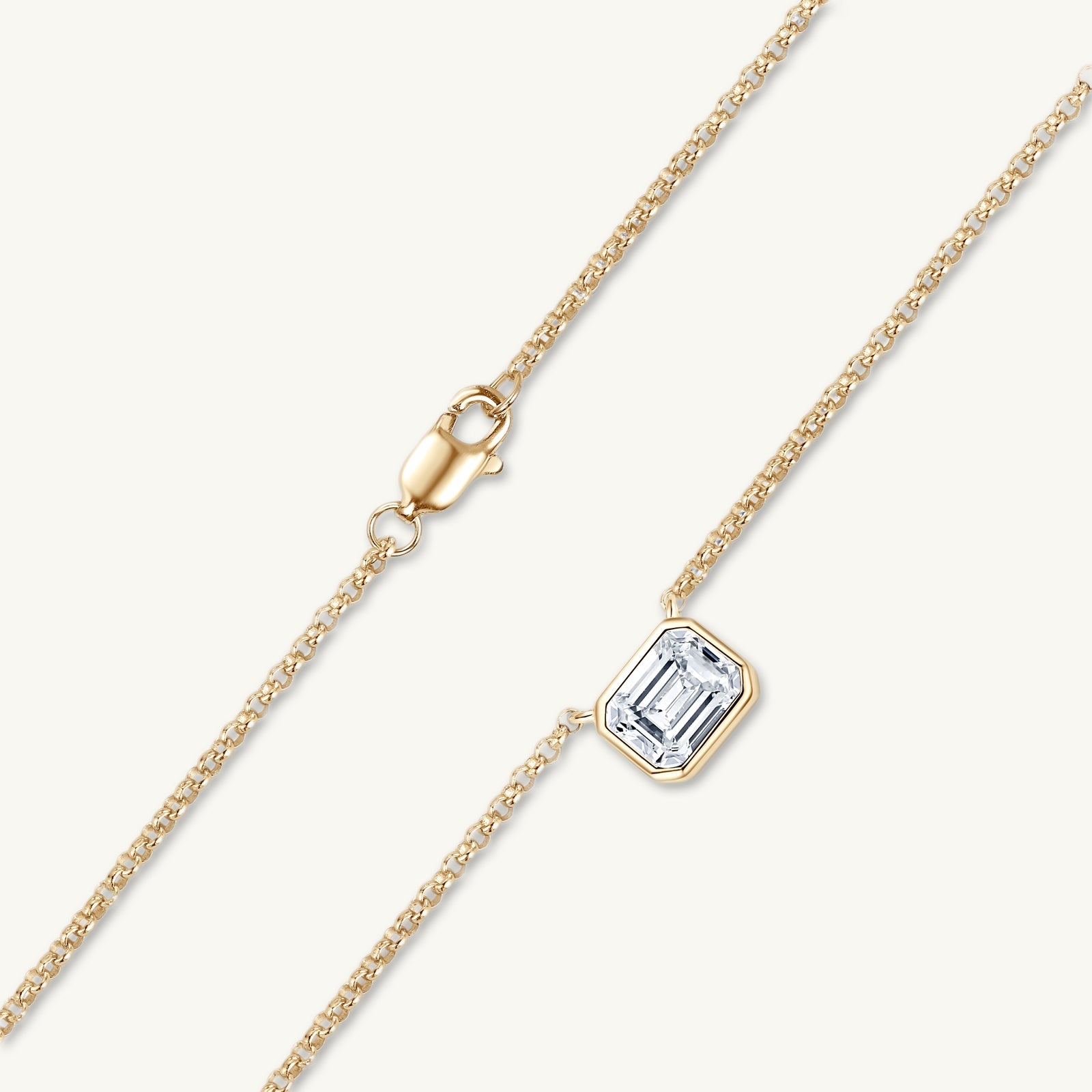 Classic Emerald Bezel Moissanite Necklace 1 Carat - Camile & Stone