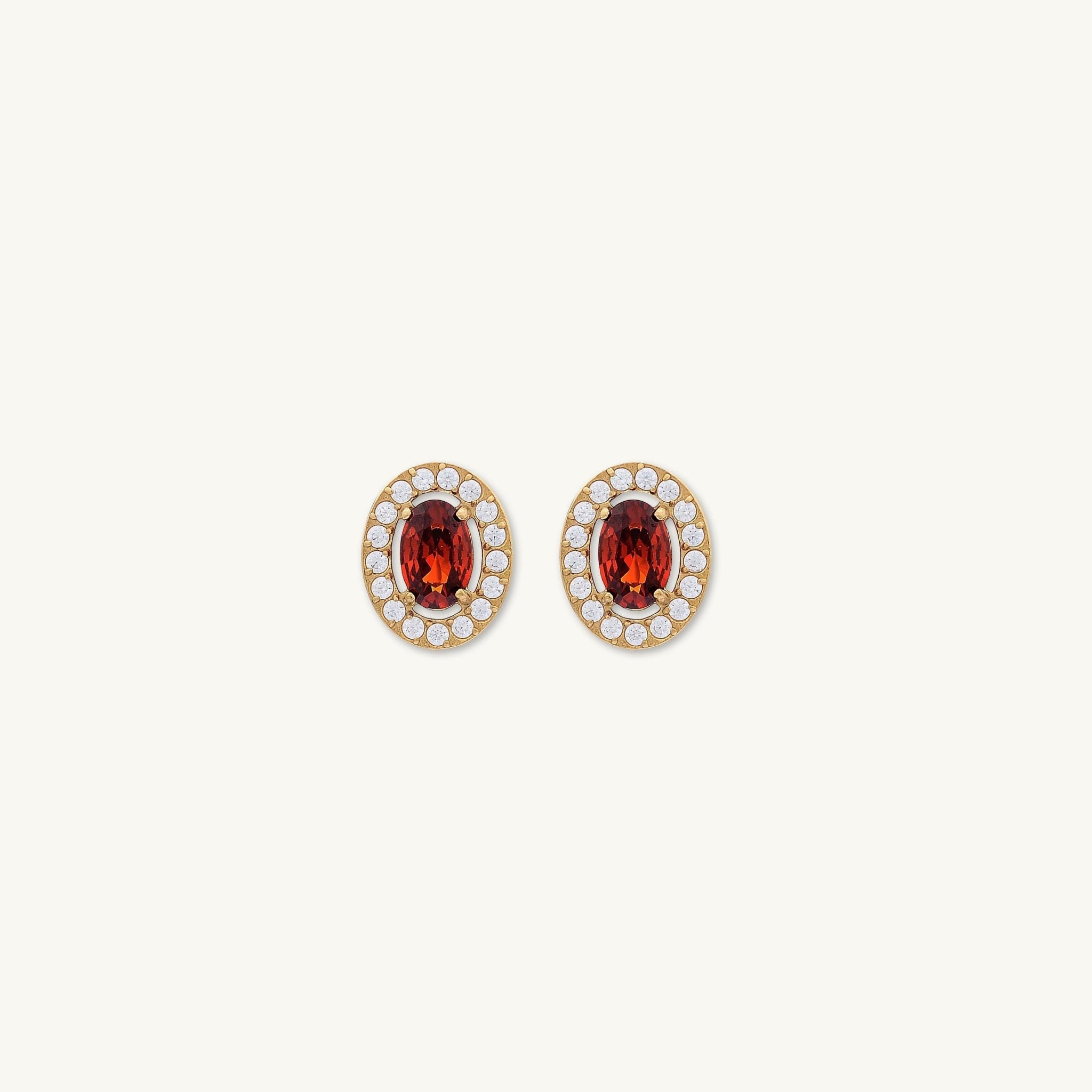 Classic Ruby Oval Earrings - Camile & Stone