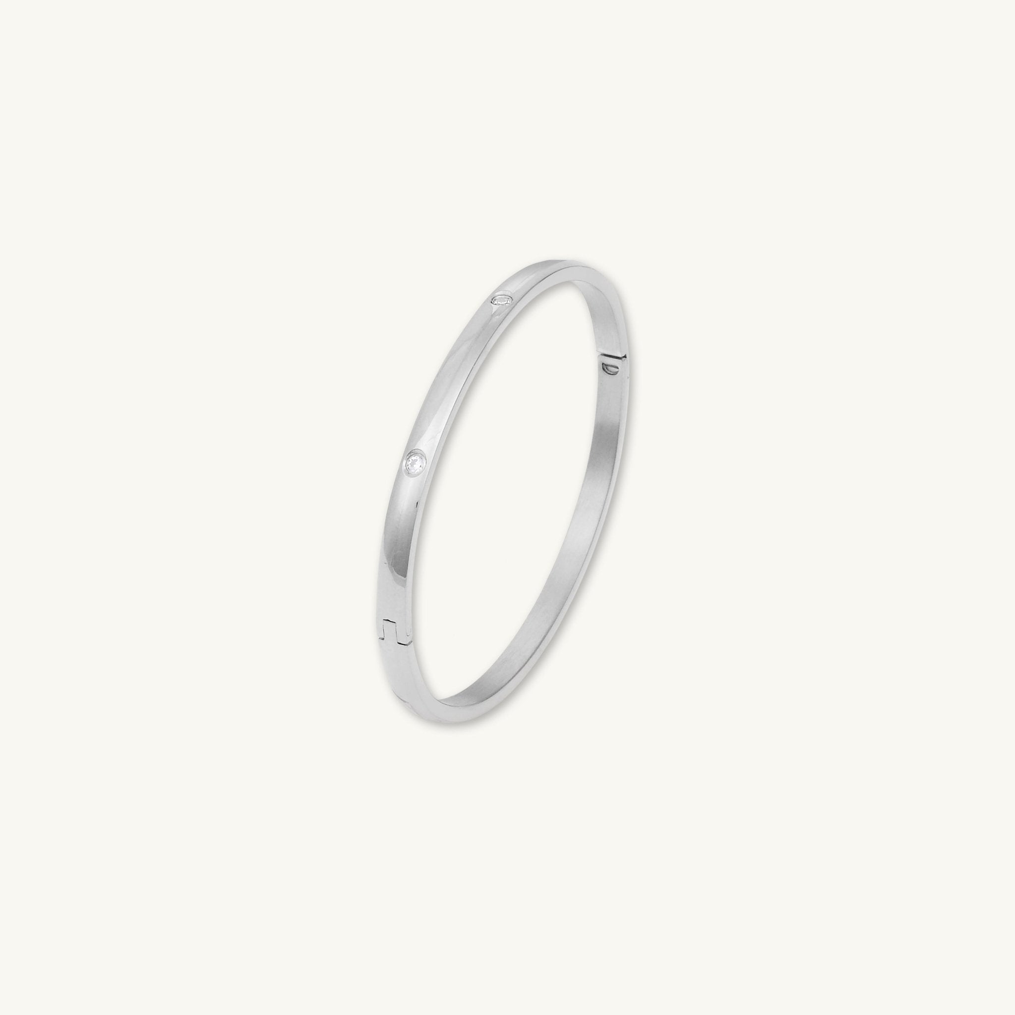 Classic Zirconia Hinged Bangle Bracelet - Camile & Stone