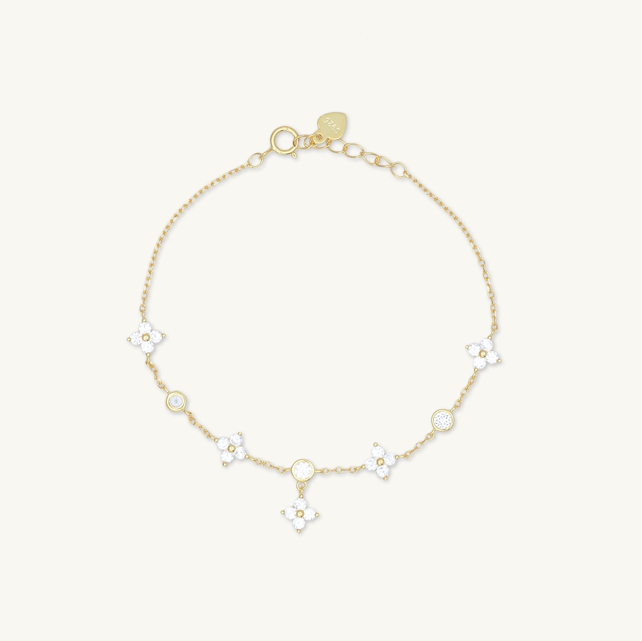 Clover Bezel Station Chain Bracelet - Camile & Stone