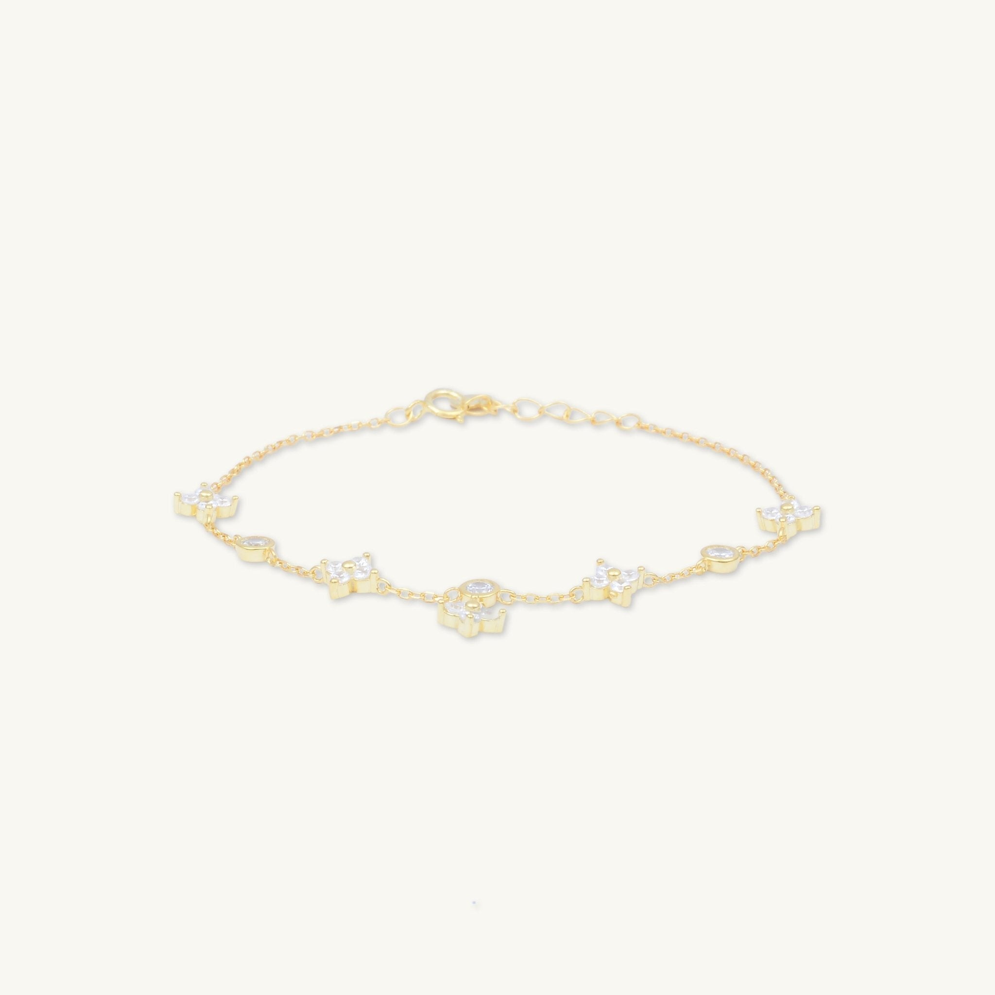 Clover Bezel Station Chain Bracelet - Camile & Stone