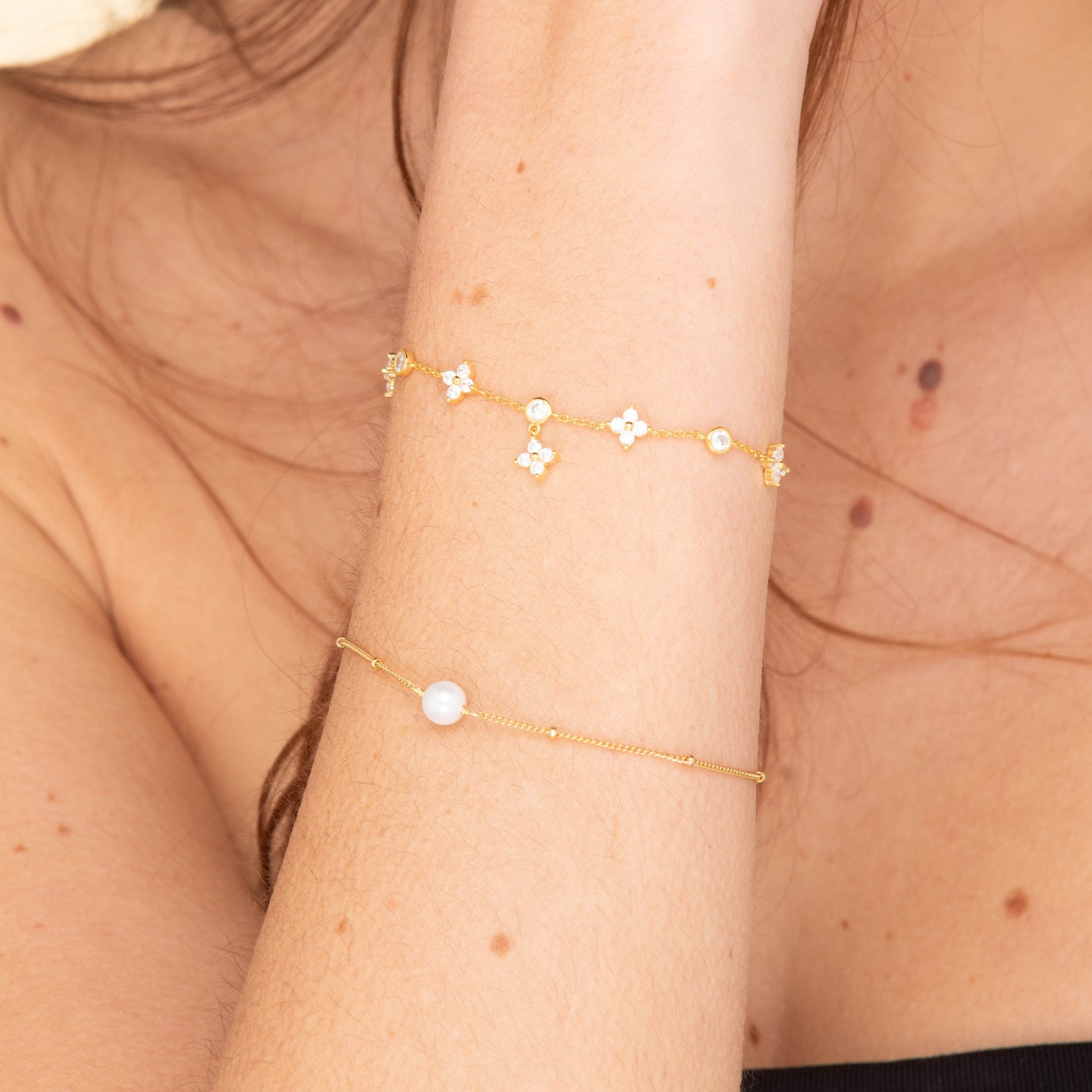 Clover Bezel Station Chain Bracelet - Camile & Stone