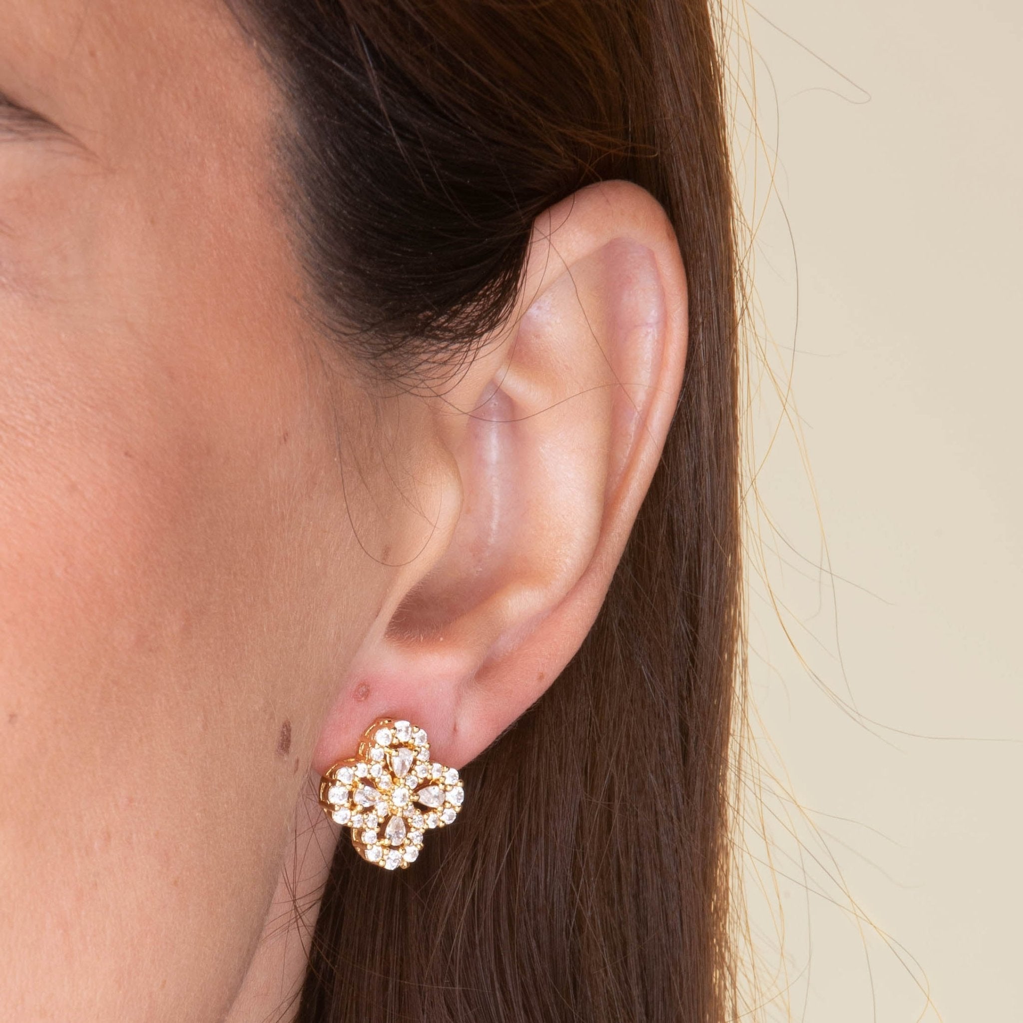 Clover Crystal Sapphire Stud Earrings - Camile & Stone